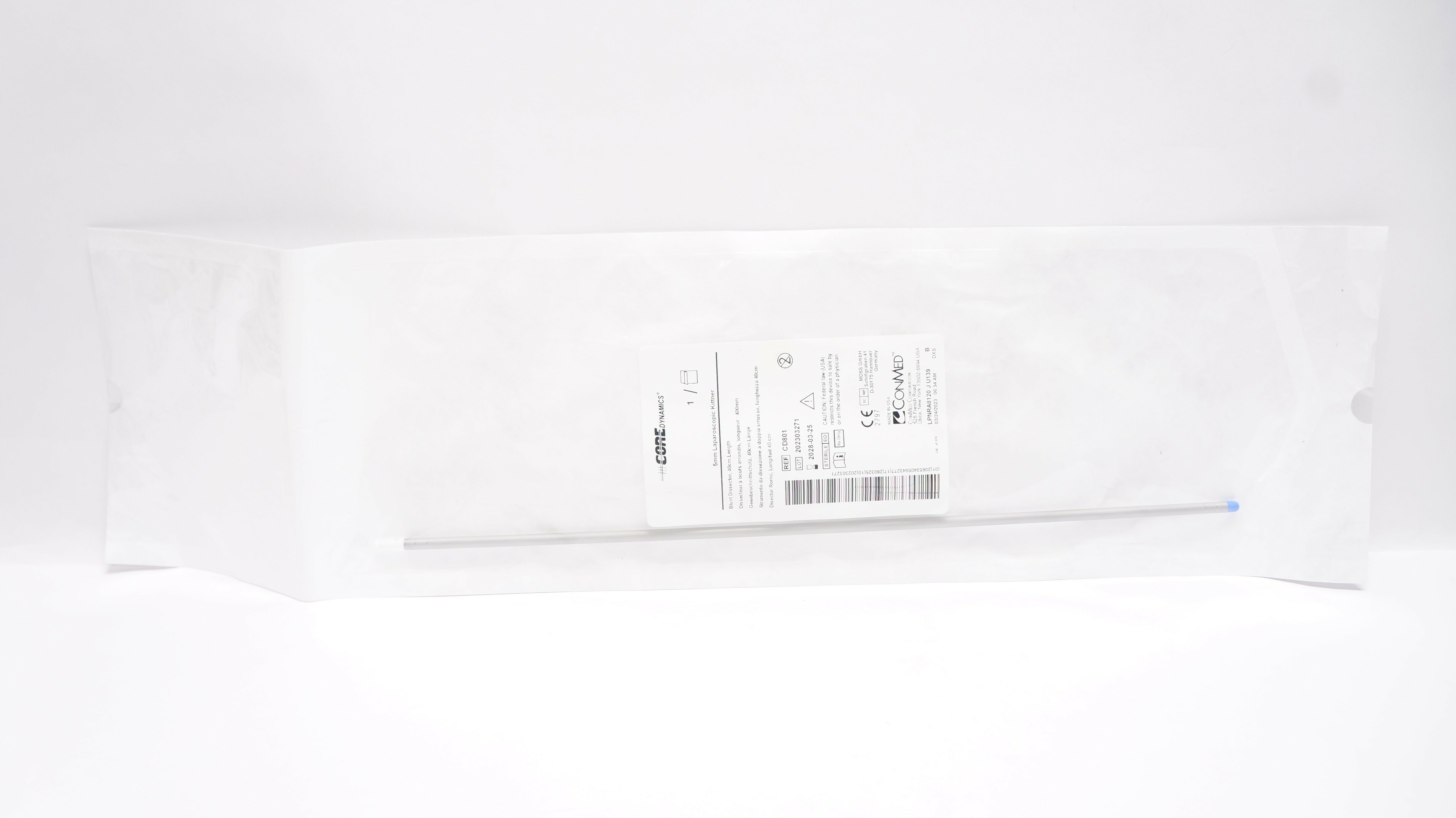 ConMed CD801 Core Dynamics 5mm Laparoscopic Kittner, Blunt Dissector 40cm