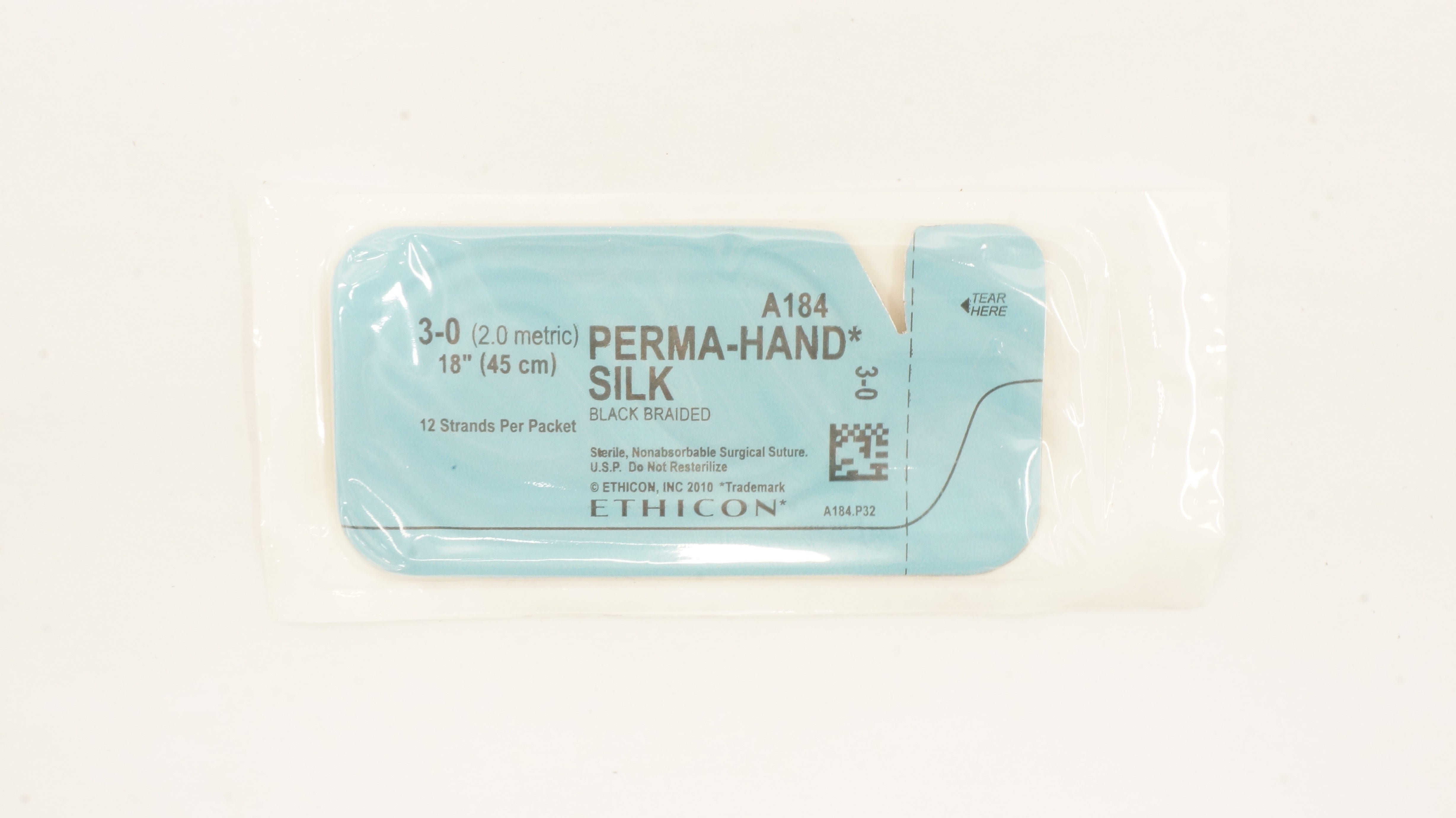 Ethicon A184 3-0 Perma-Hand Silk Surgical Stre Black Braided 18inch