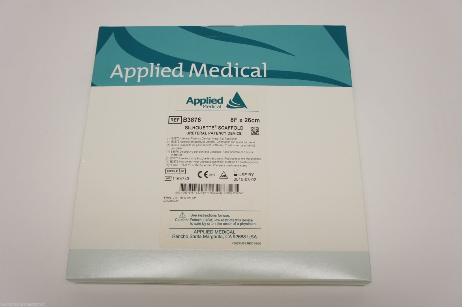 B3876 ~ Applied Medical Ureteral Patency Device 8Fr x 26cm (x)