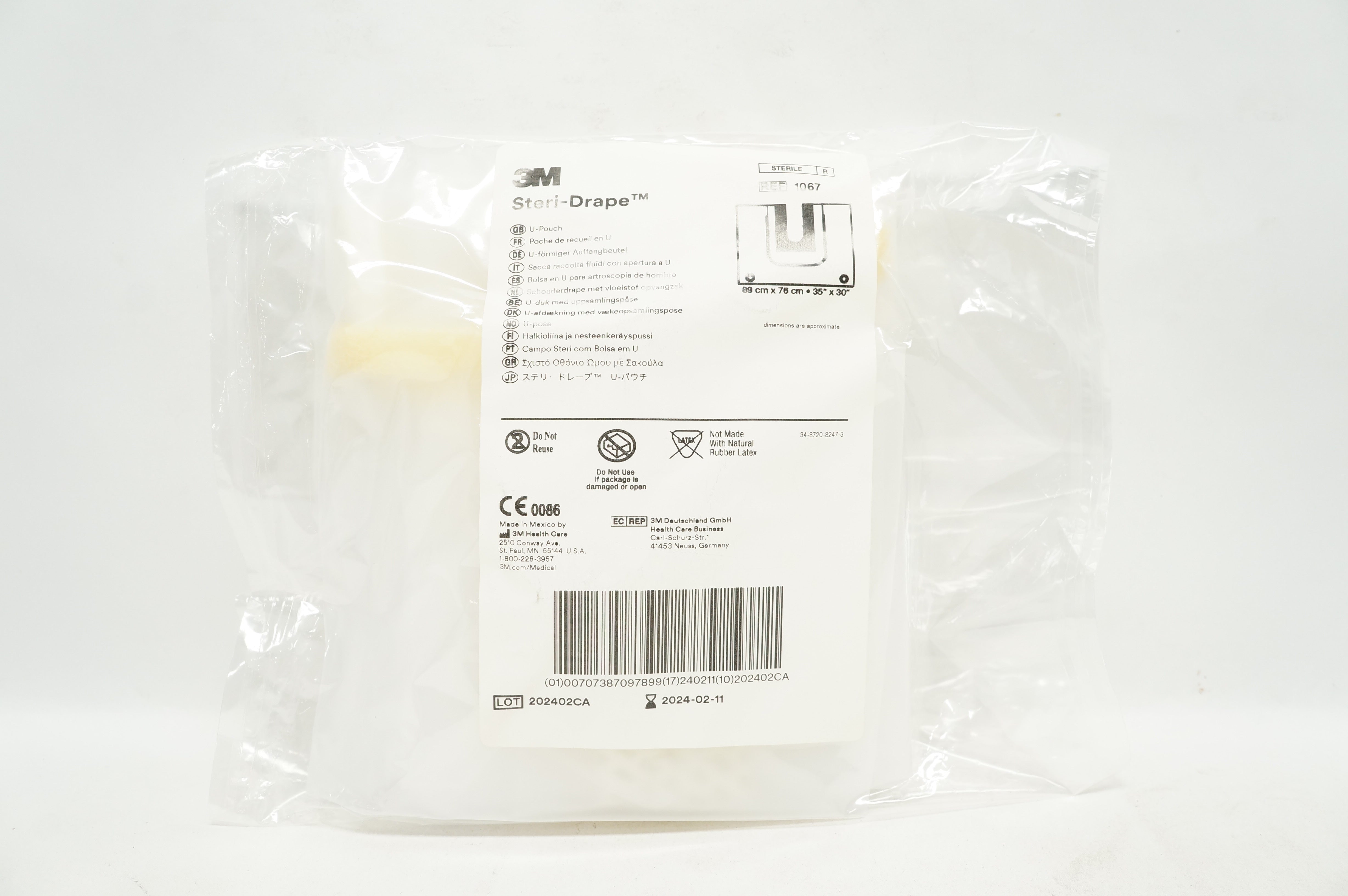 3M 1067 Steri-Drape U-Pouch 35 inch x 30 inch