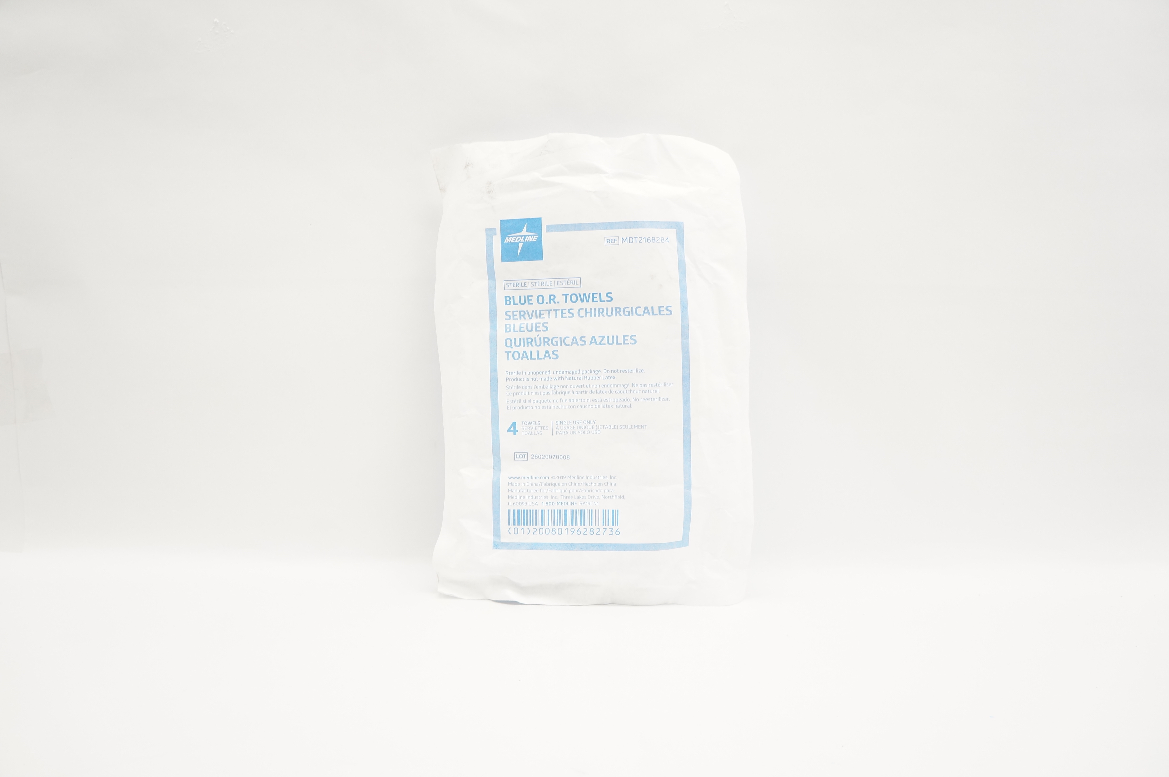 Medline MDT2168284 Blue O.R. Towels - Pack of 4