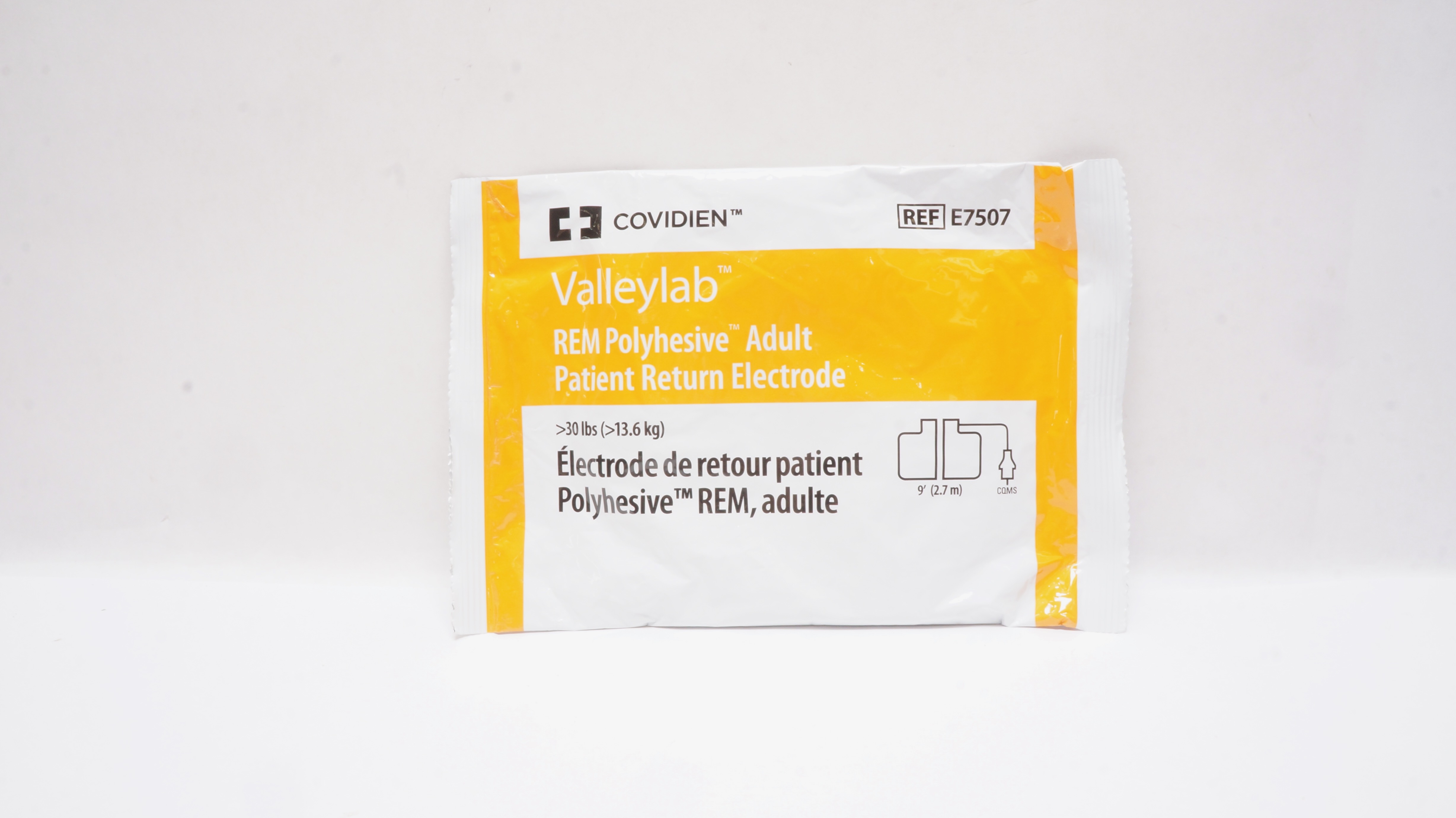 Covidien E7507 Valleylab REM Polyhesive Patient Return Electrode, Adult, >30lbs