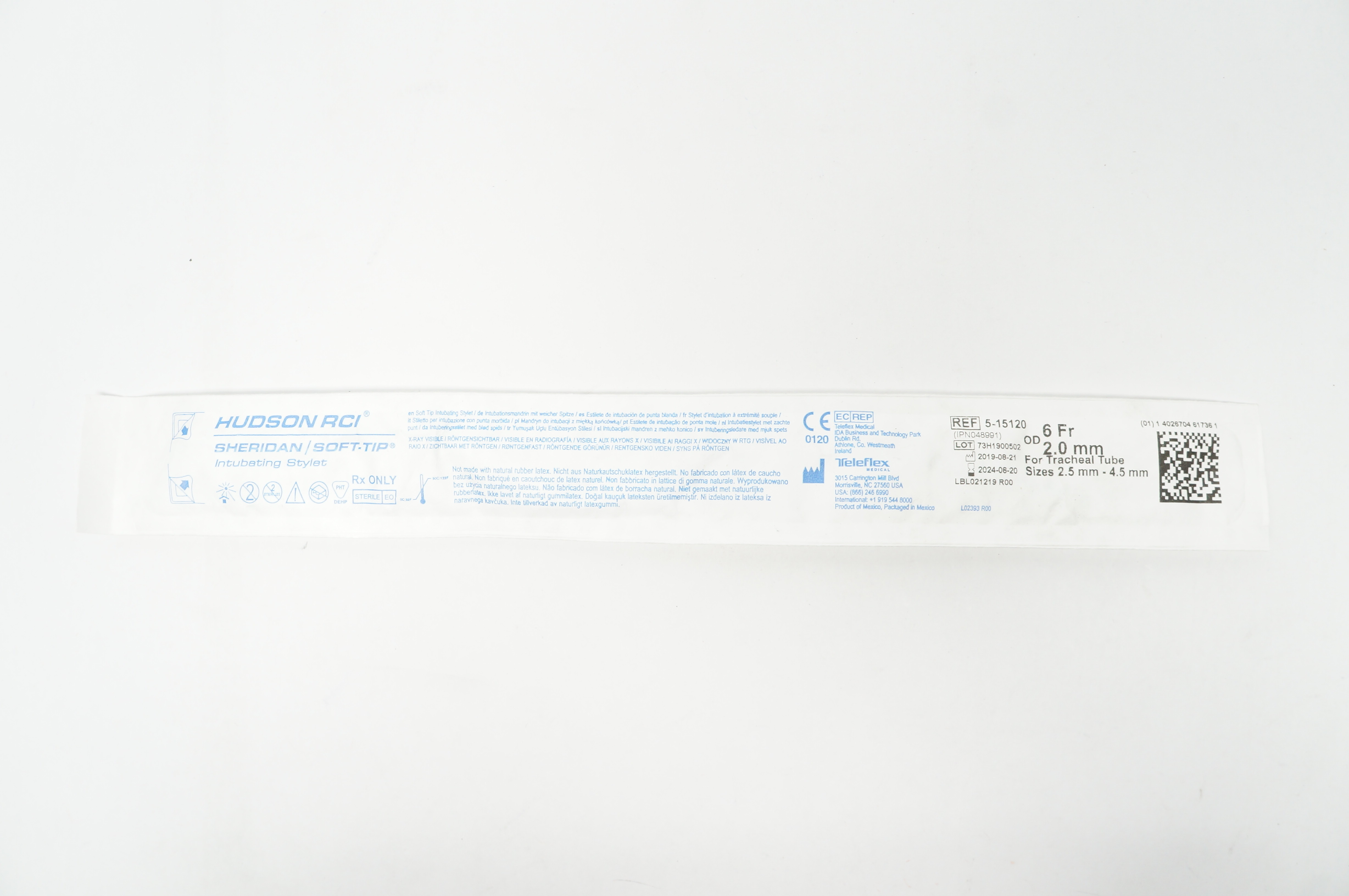 Teleflex 5-15120 Hudson RCI Intubating Stylet-Pediatric 6Fr x 2.0mm
