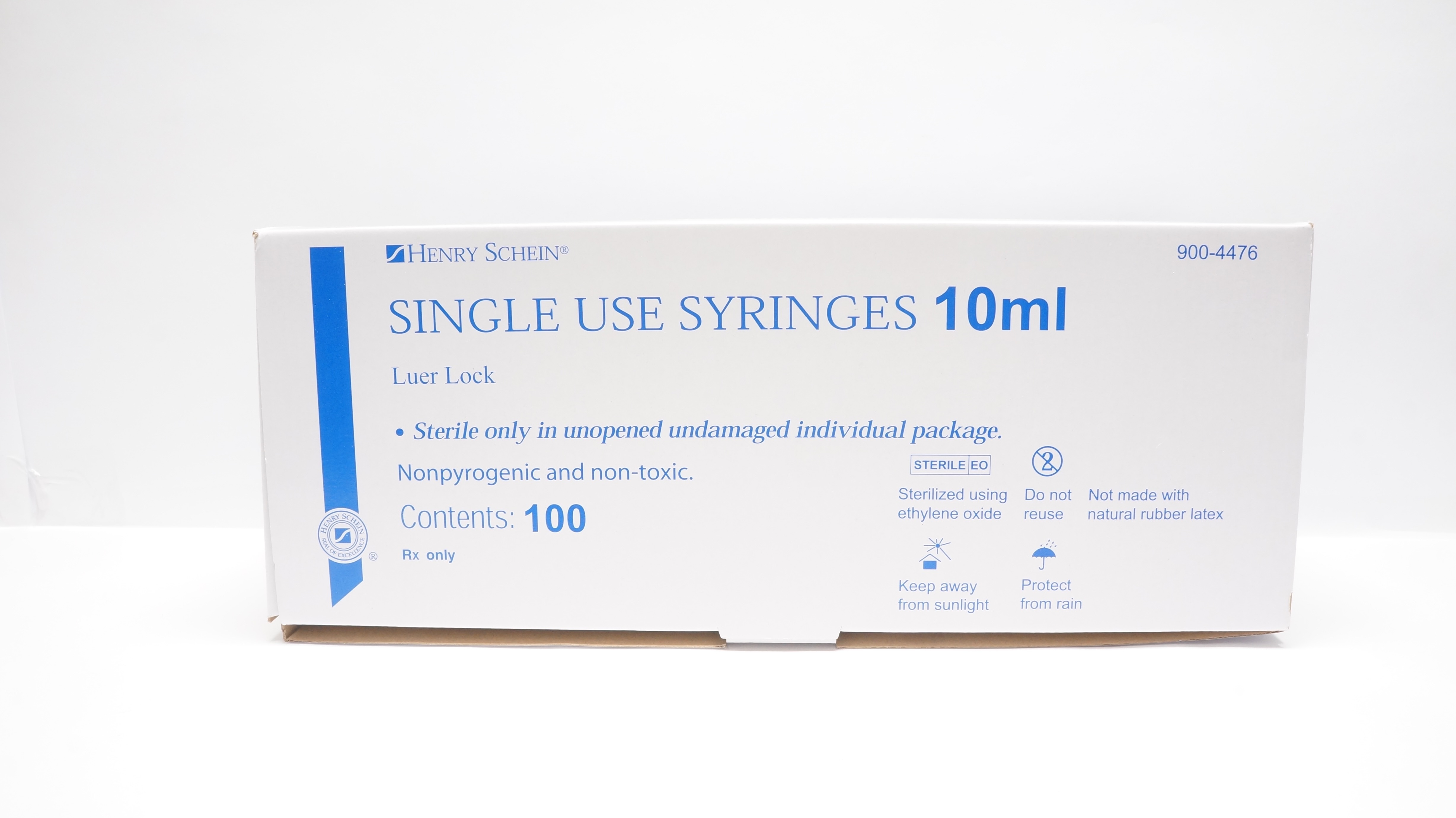 Henry Schein 900-4476 Single Use Syringe Luer Lock 10ml - Box of 100