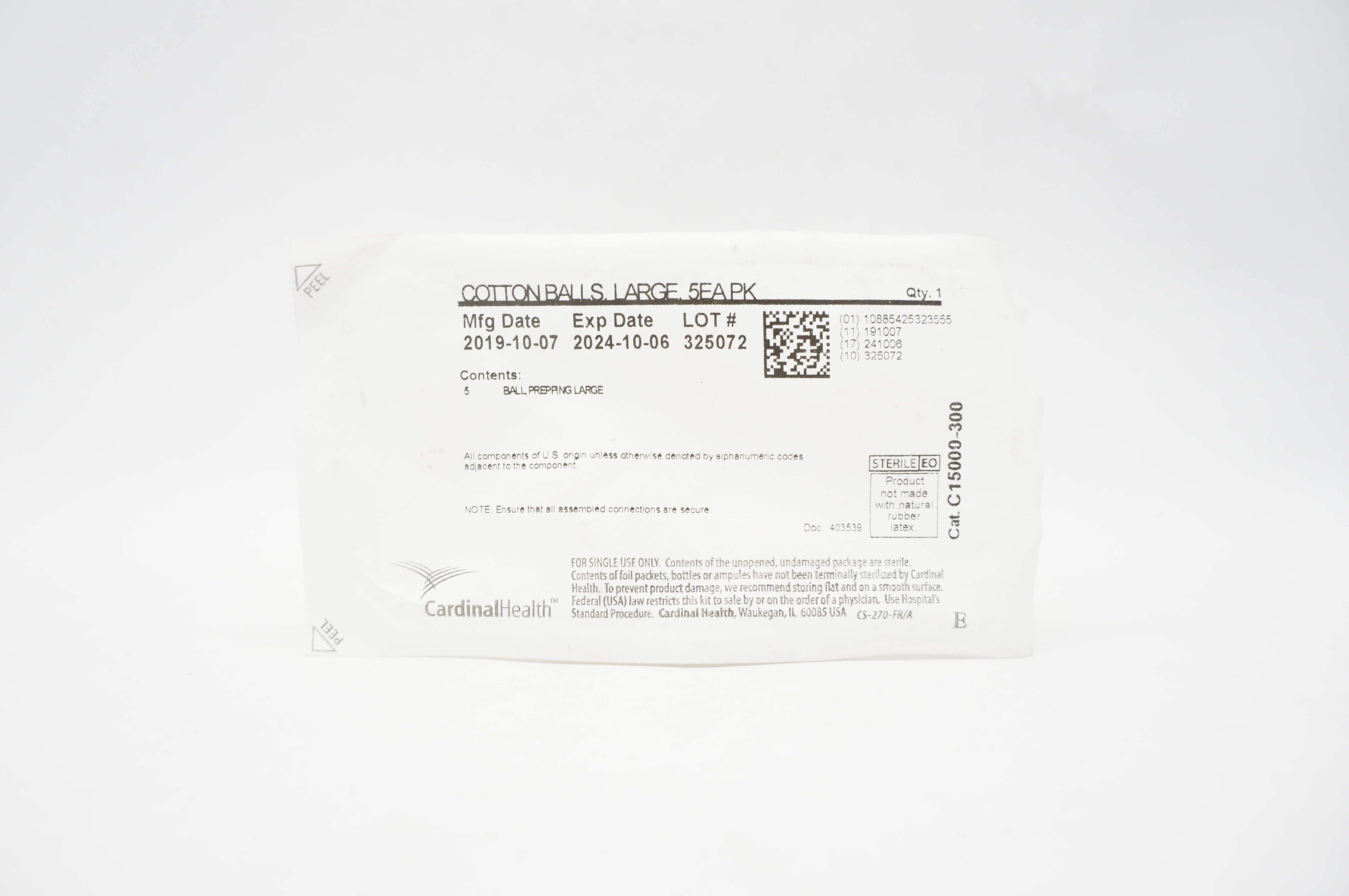 Cardinal Health C15000-300 Cotton Balls Large - Pack of 5