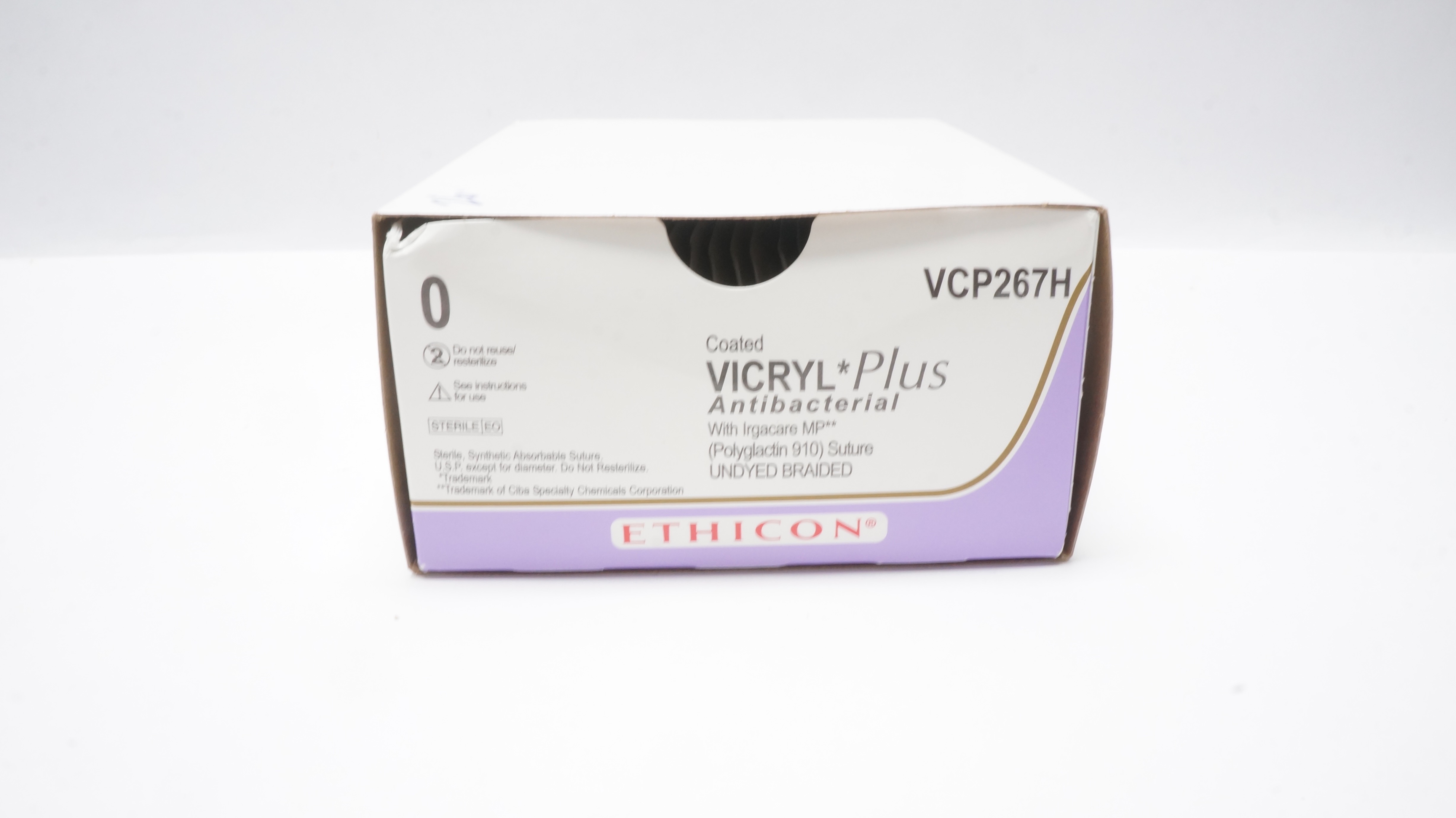 Ethicon VCP267H 0 Vicryl CP-1 36mm 1/2c Reverse Cutting, 27inch (x) - Box of 26