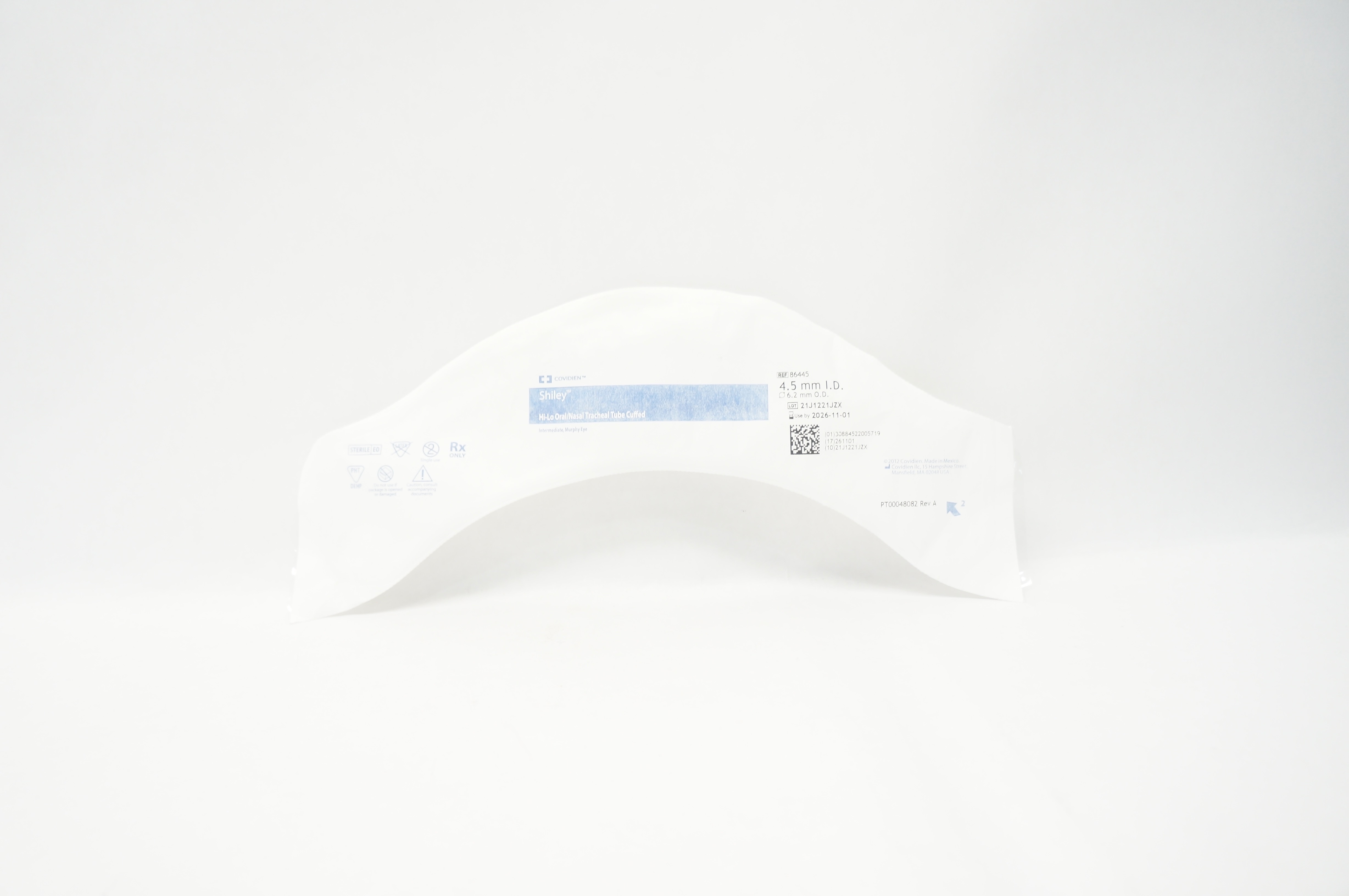 Covidien 86445 Shiley Hi-Lo Oral/Nasal Tracheal Tube Cuffled 4.5mm ID x 6.2mm OD