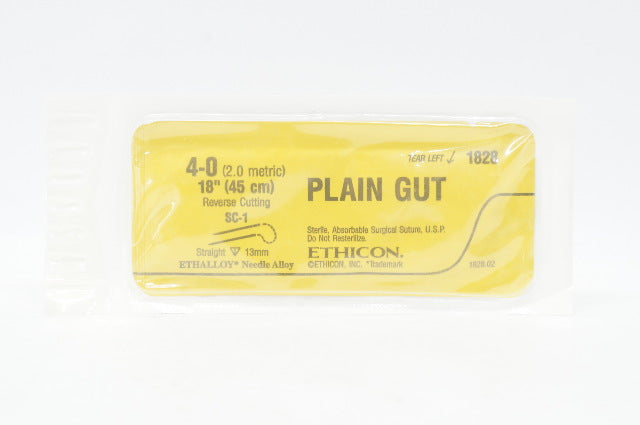 Ethicon 1828 Plain Gut 4-0 18in SC-1 13mm Straight Reverse Cutting (x)