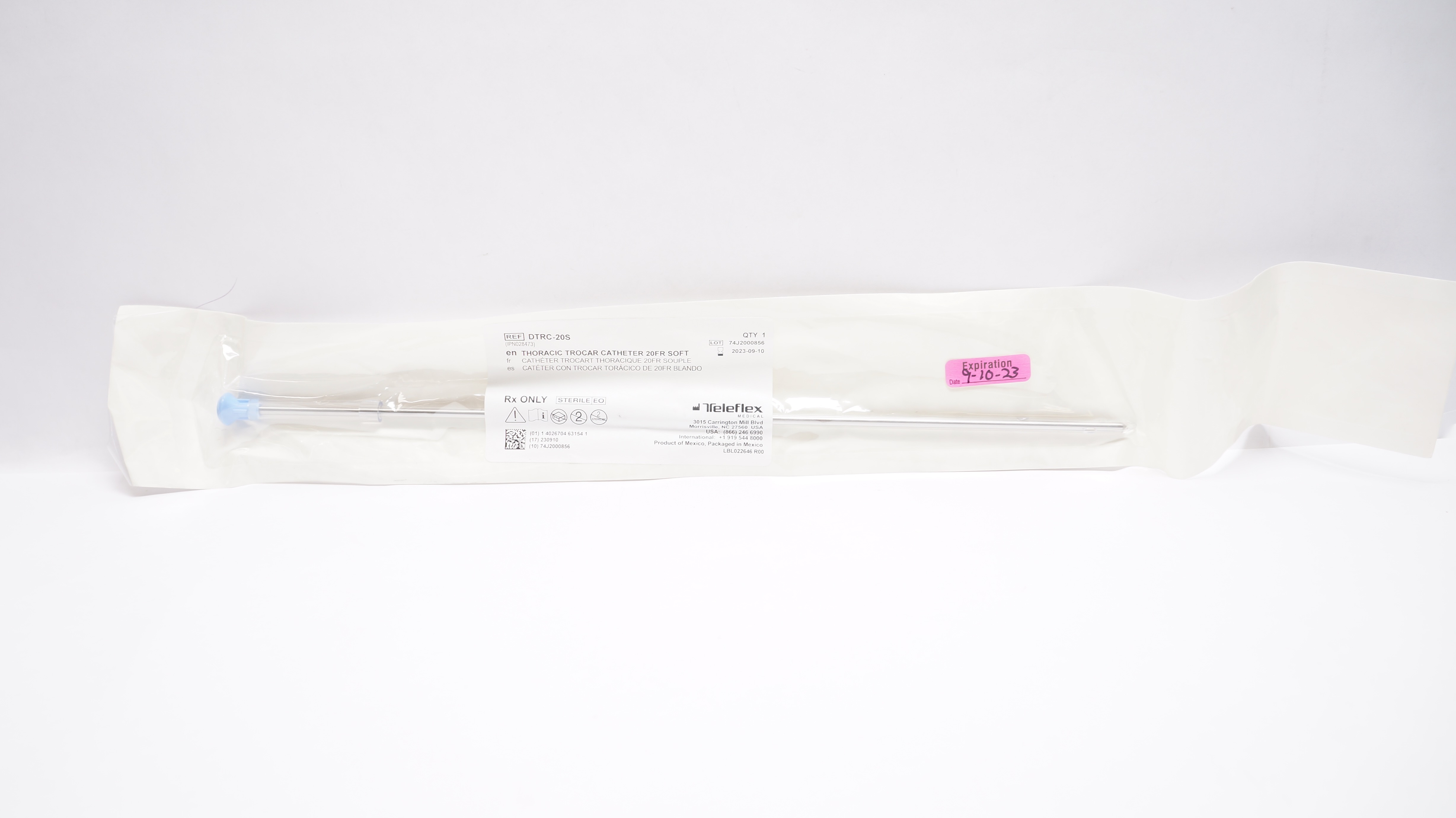 Teleflex DTRC-20S Thoracic Trocar Cath. Soft 20Fr (x)
