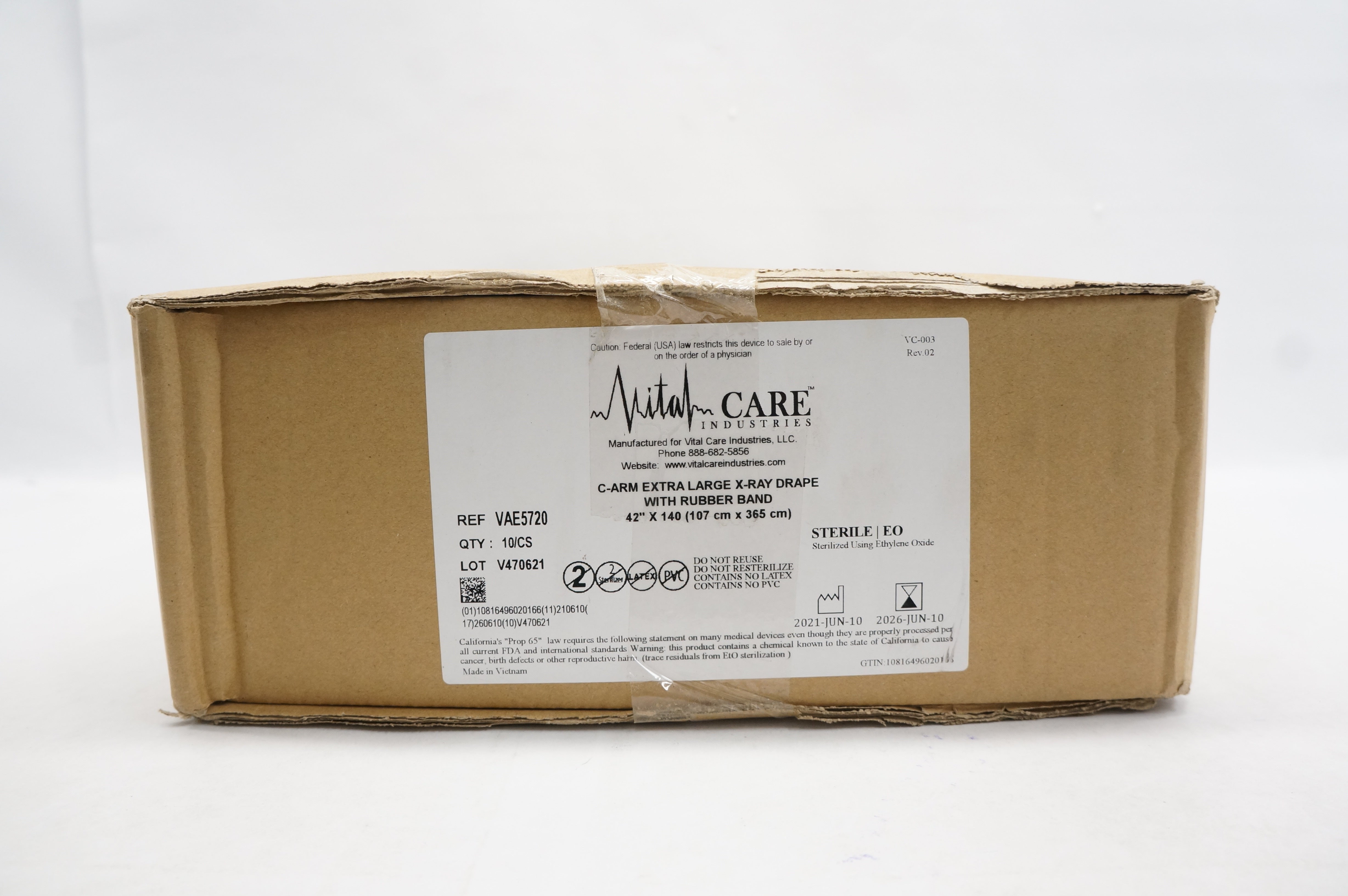 Vital Care VAE5720 C-ARM Extra Large X-Ray Drape 42inch x 140 - Case of 10