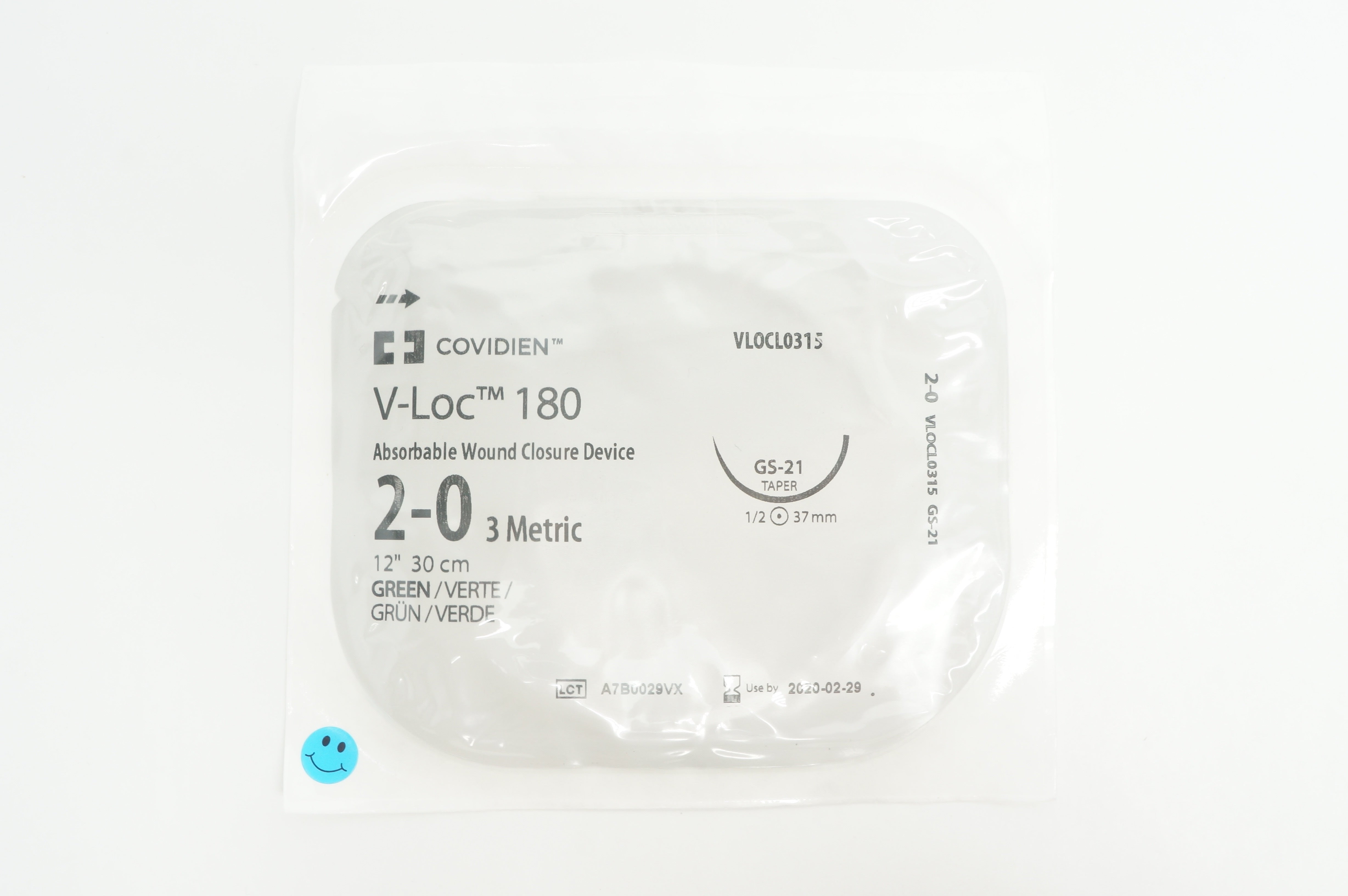 Covidien VLOCL0315 2-0 V-Loc 180, GS-21 Taper, 1/2 37mm, 12inch (x)