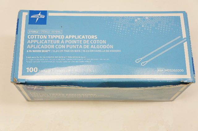 Medline MDS202000 Cotton Tipped Applicators 6inch - Box of 100 packs of 2