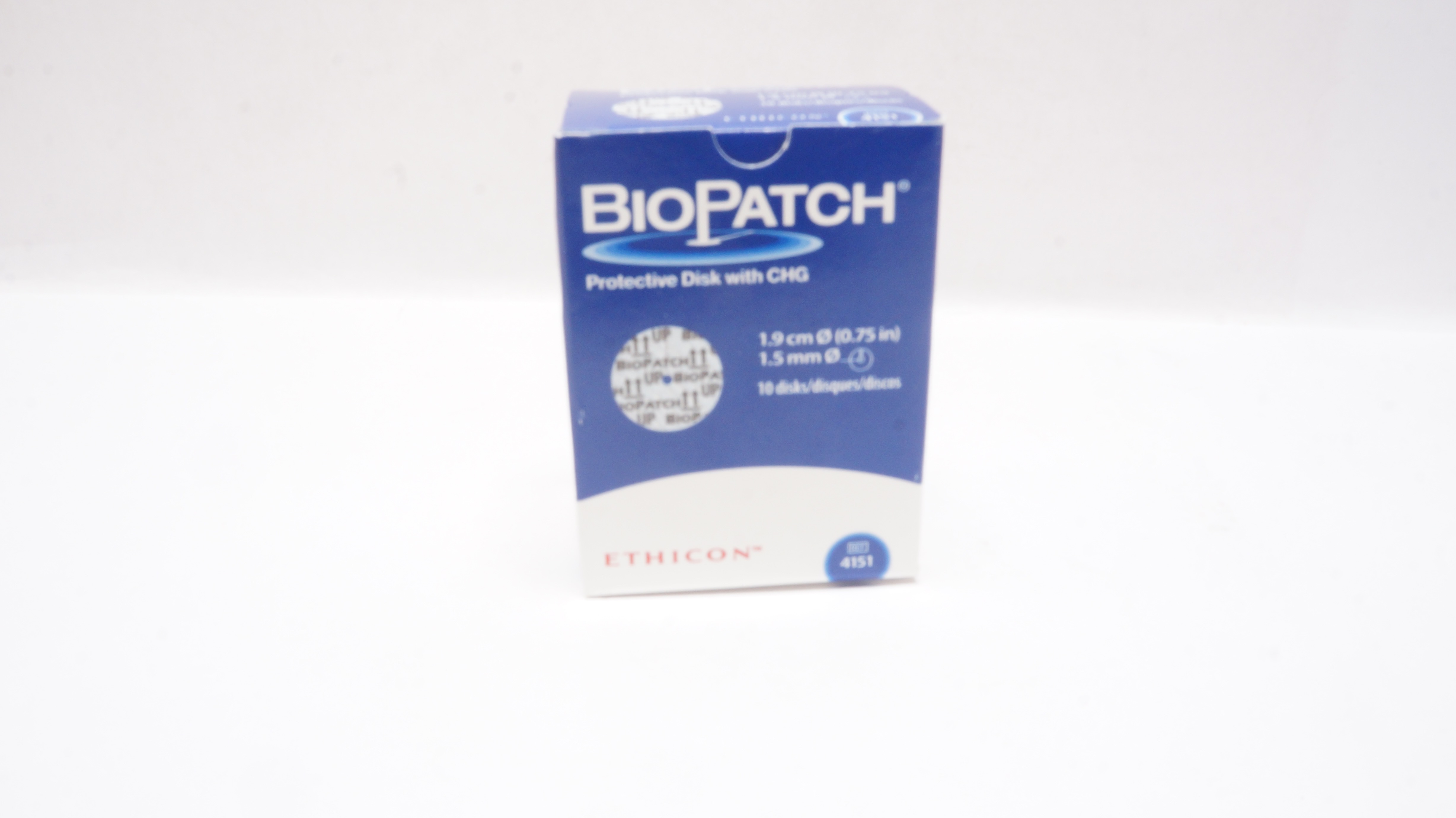 Ethicon 4151 BioPatch Protective Disk with CHG 0.75 in. x 1.5 mm (x) - Box of 10