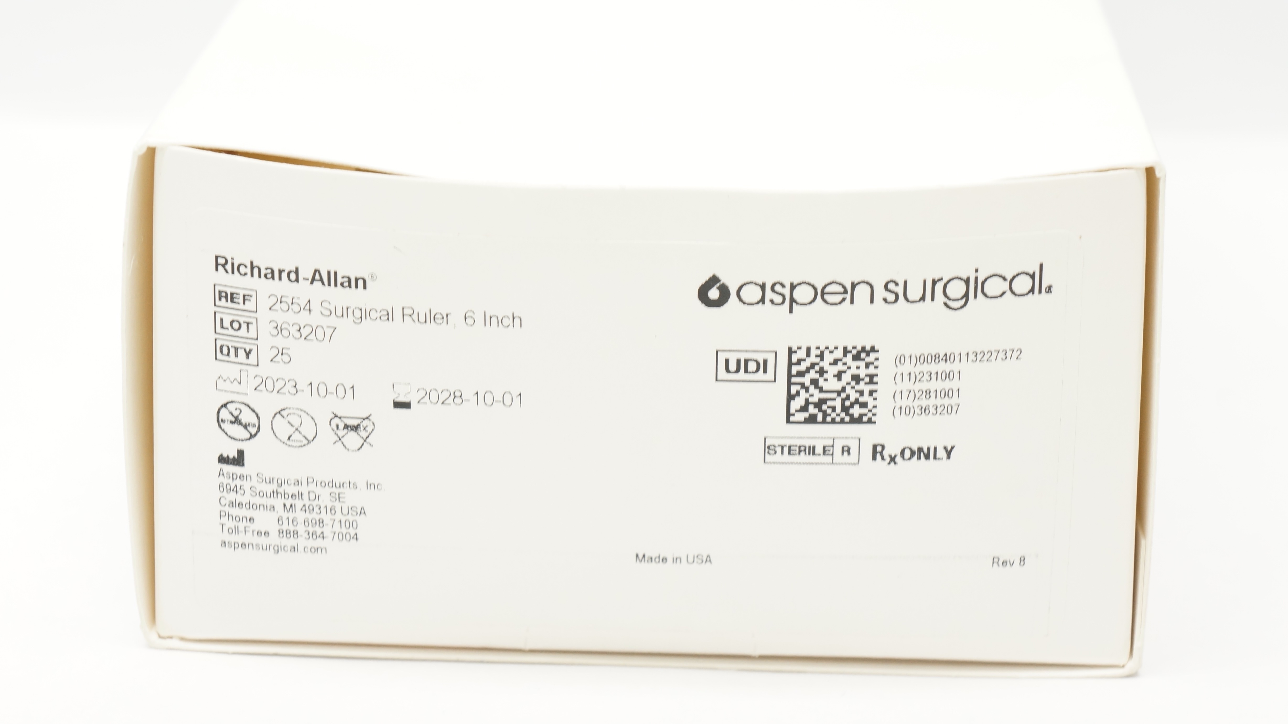 Aspen Surgical 2554 Richard Allan Surgical Ruller, 6inch - Box of 25