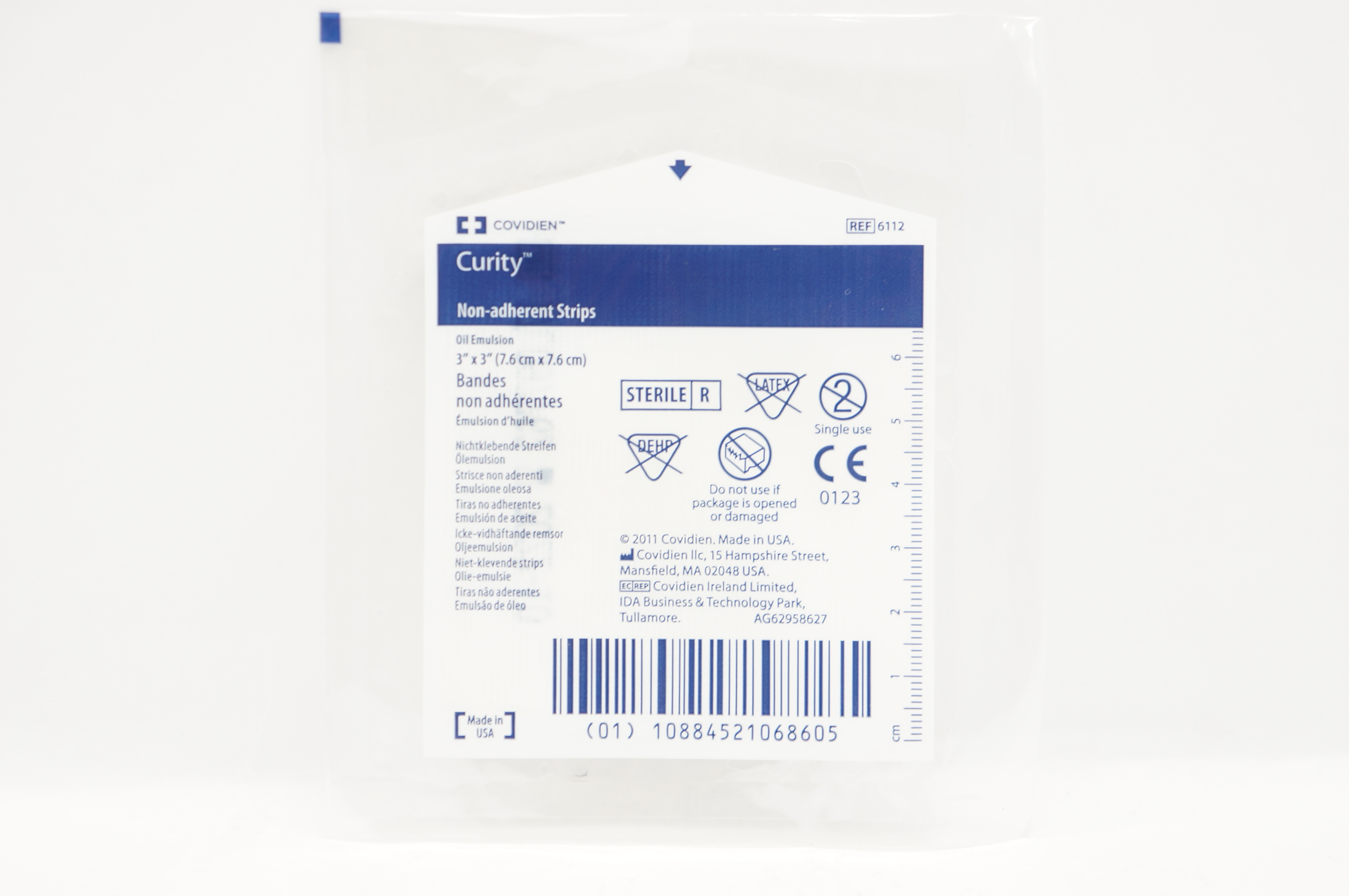 Covidien 6112 Curity Non-Adherent Strips Oil Emulsion 3 x 3 inch