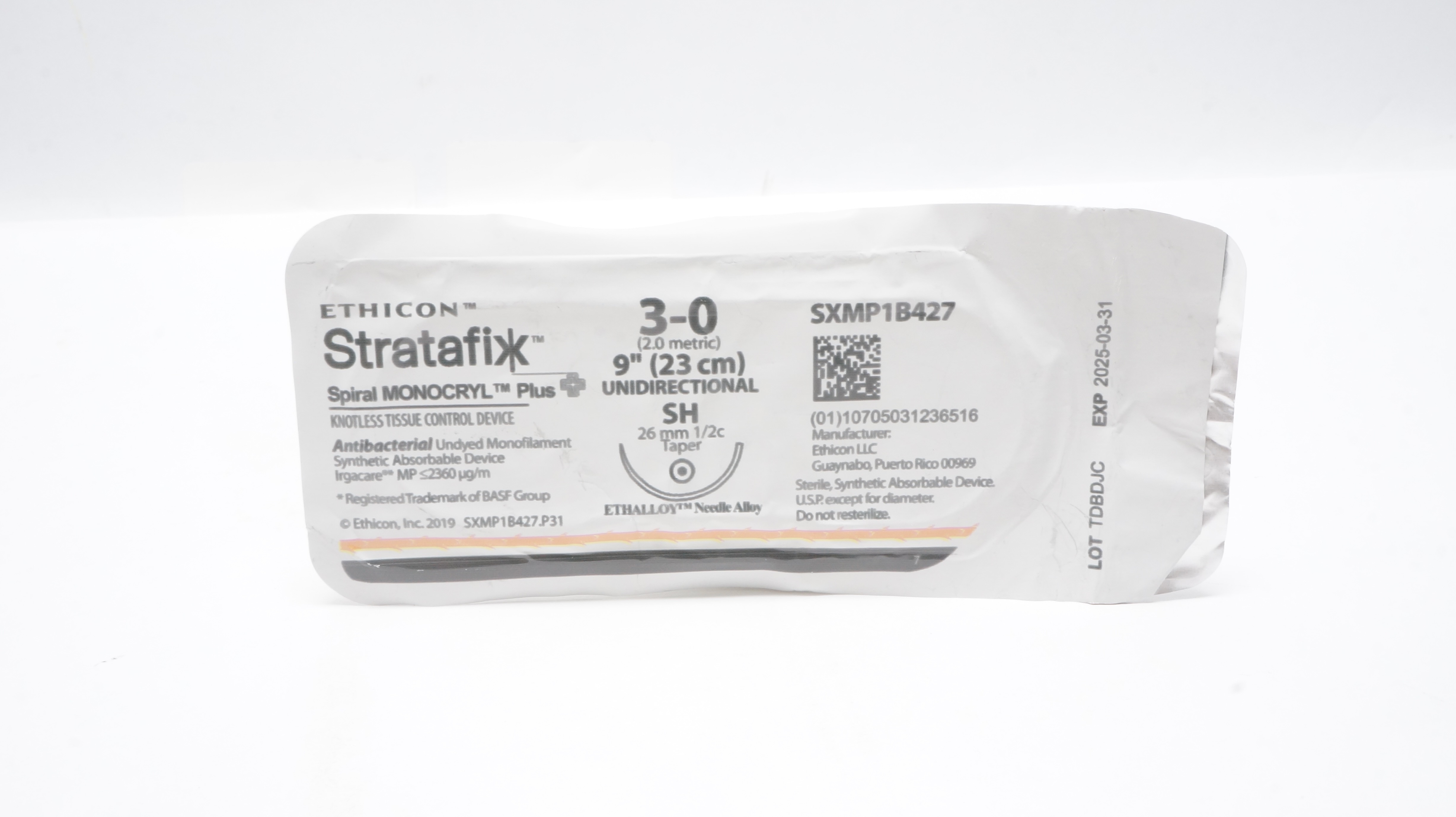 Ethicon SXMP1B427 3-0 STRATAFIX Monocryl Stre SH 26mm 1/2c Taper, 9inch