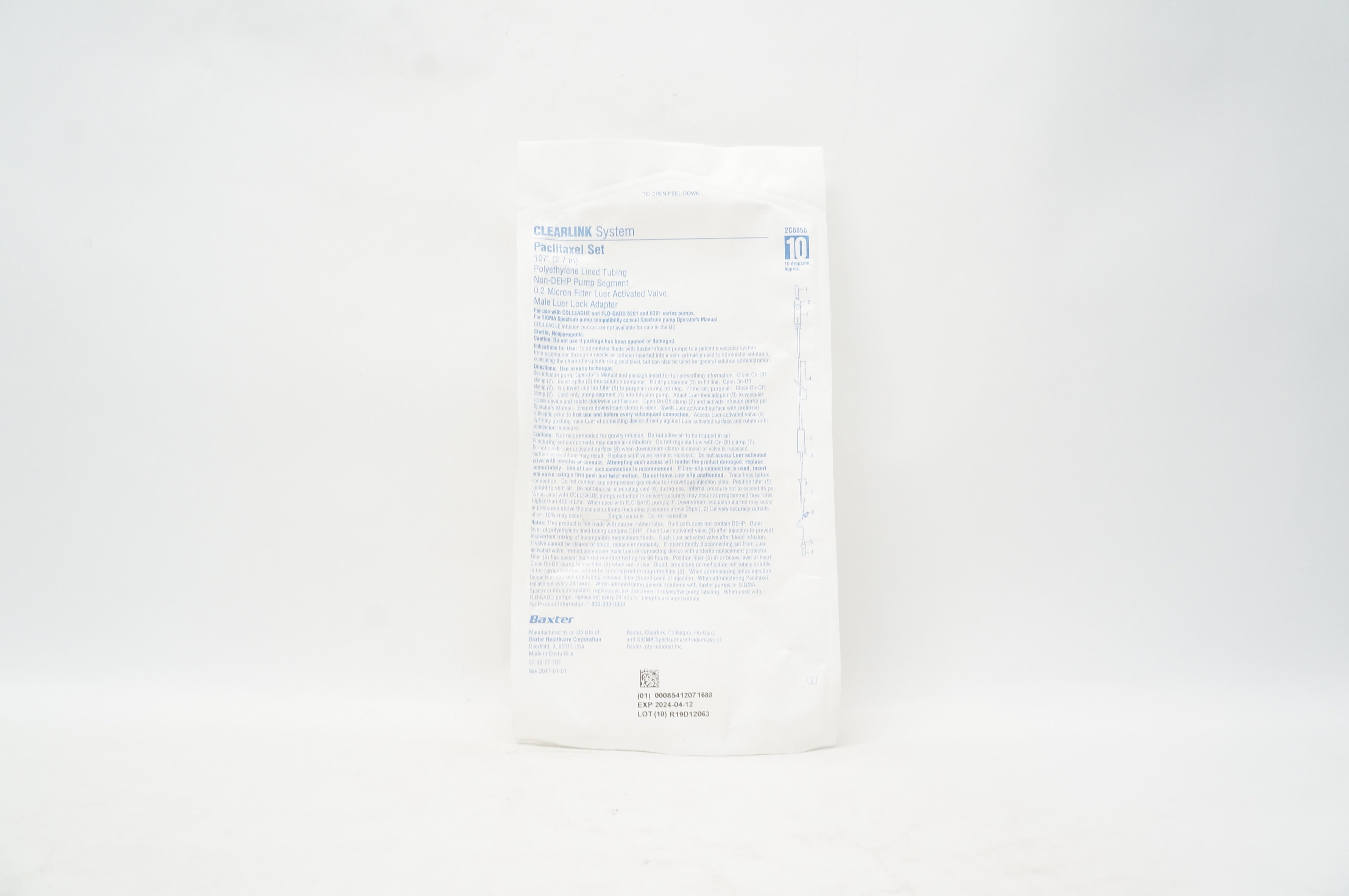 Baxter 2C8858 Clearlink System Paclitaxel Set 107inch Polyethylene Lined Tubing