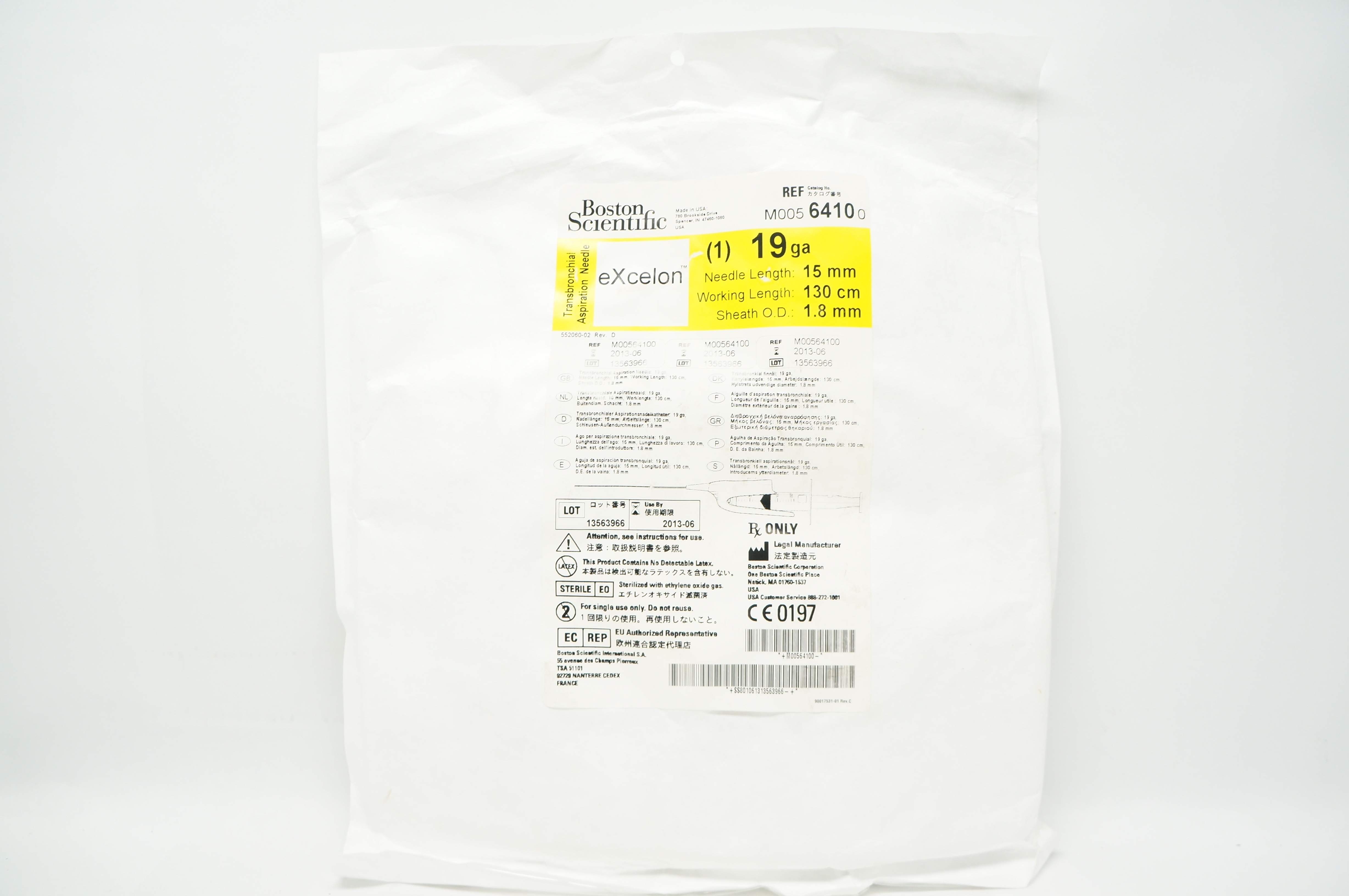 Boston Scientific M00564100 eXcelon Transbronchial Aspiration Ndle 19ga (x)