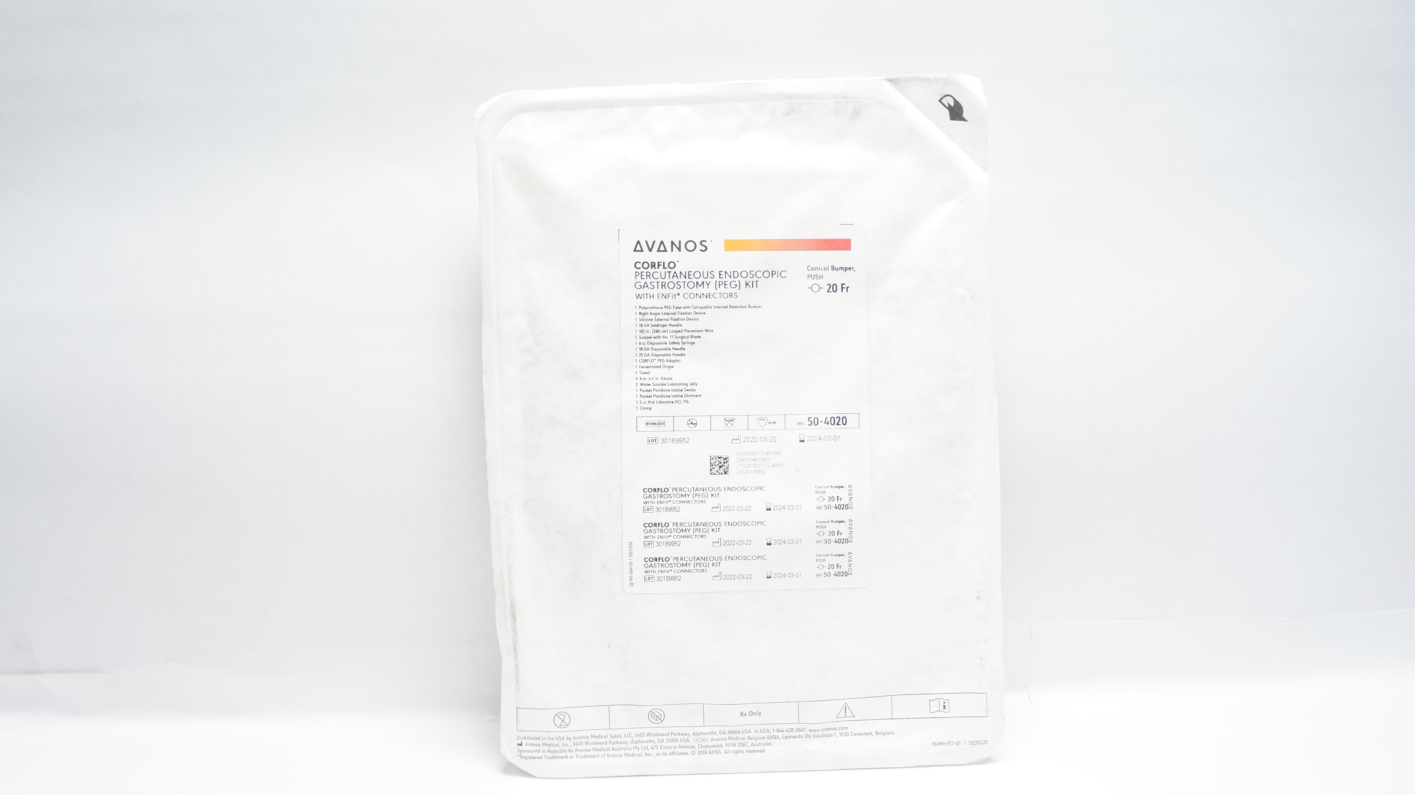 Avanos 50-4020 Corflo Percutaneous Endoscopic Gastrostomy Kit 20Fr (x)