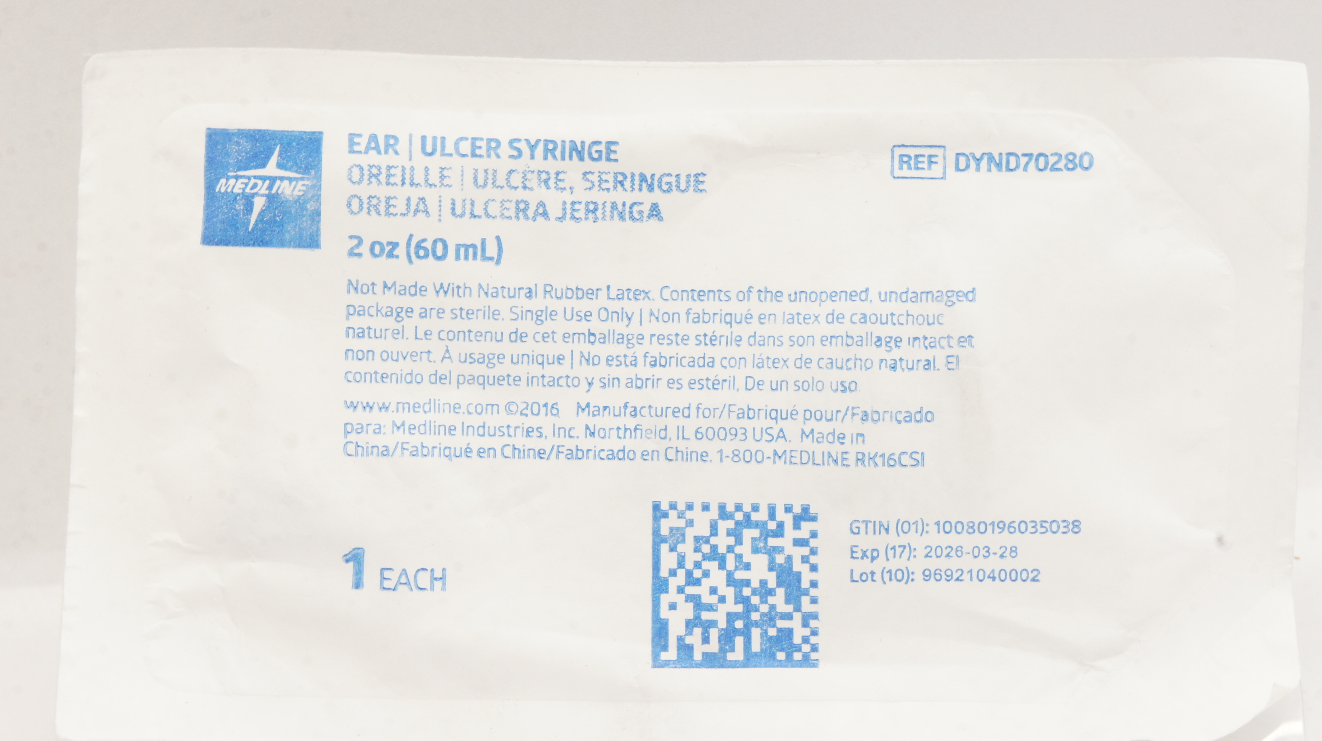Medline DYND70280 Ear / Ulcer Syringe 2oz