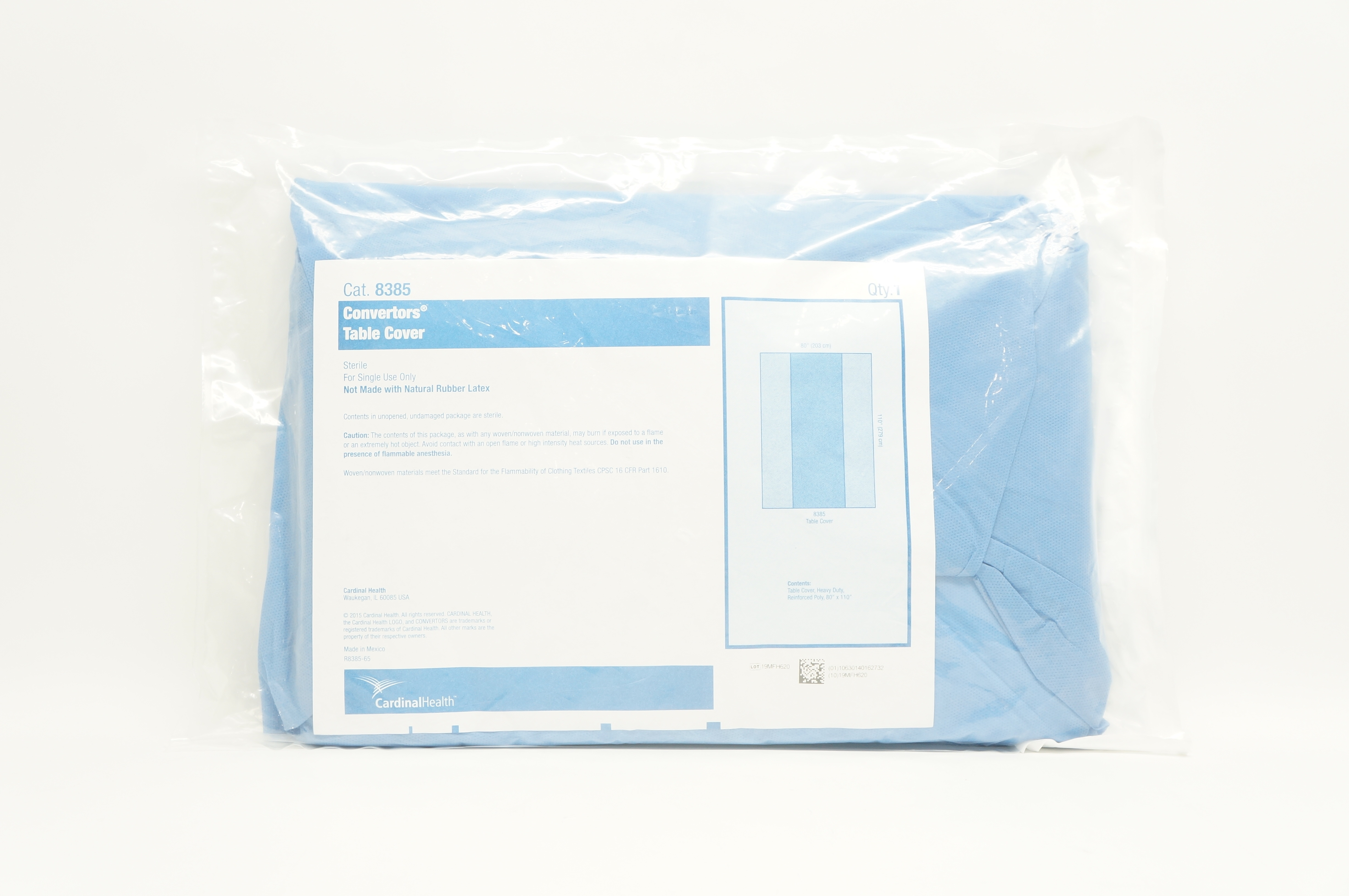 Cardinal Health 8385 Convertors Table Cover Heavy Duty Reinforced 80in. x 110in.