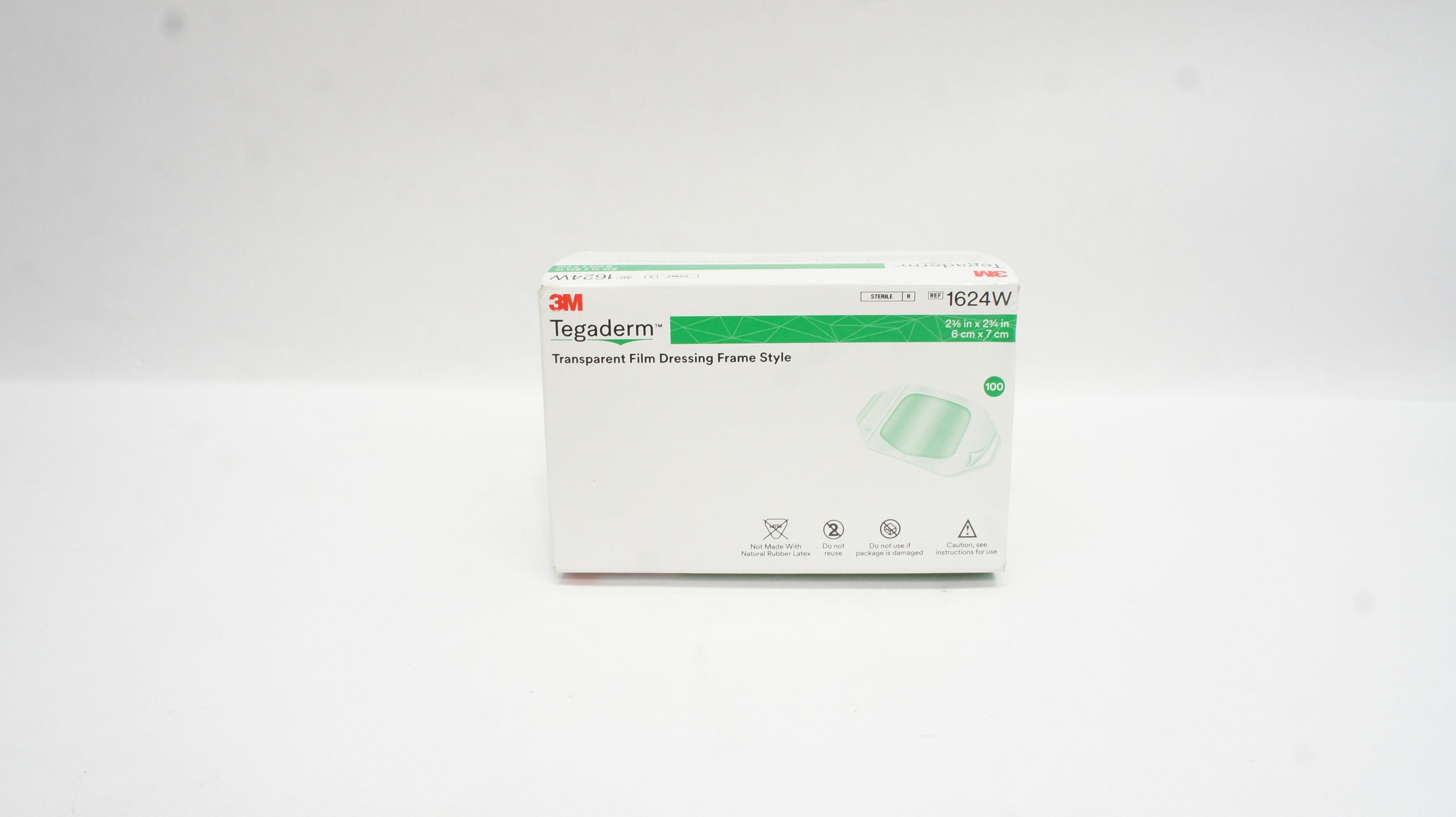 3M 1624W Tegaderm Transparent Film Dressing 2 3/8 x 2 3/4 inch - Box of 100