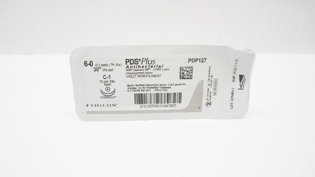 Ethicon PDP127 6-0 PDS Plus Antibacterial, C-1, Taper 13mm 3/8c, 30inch (x)