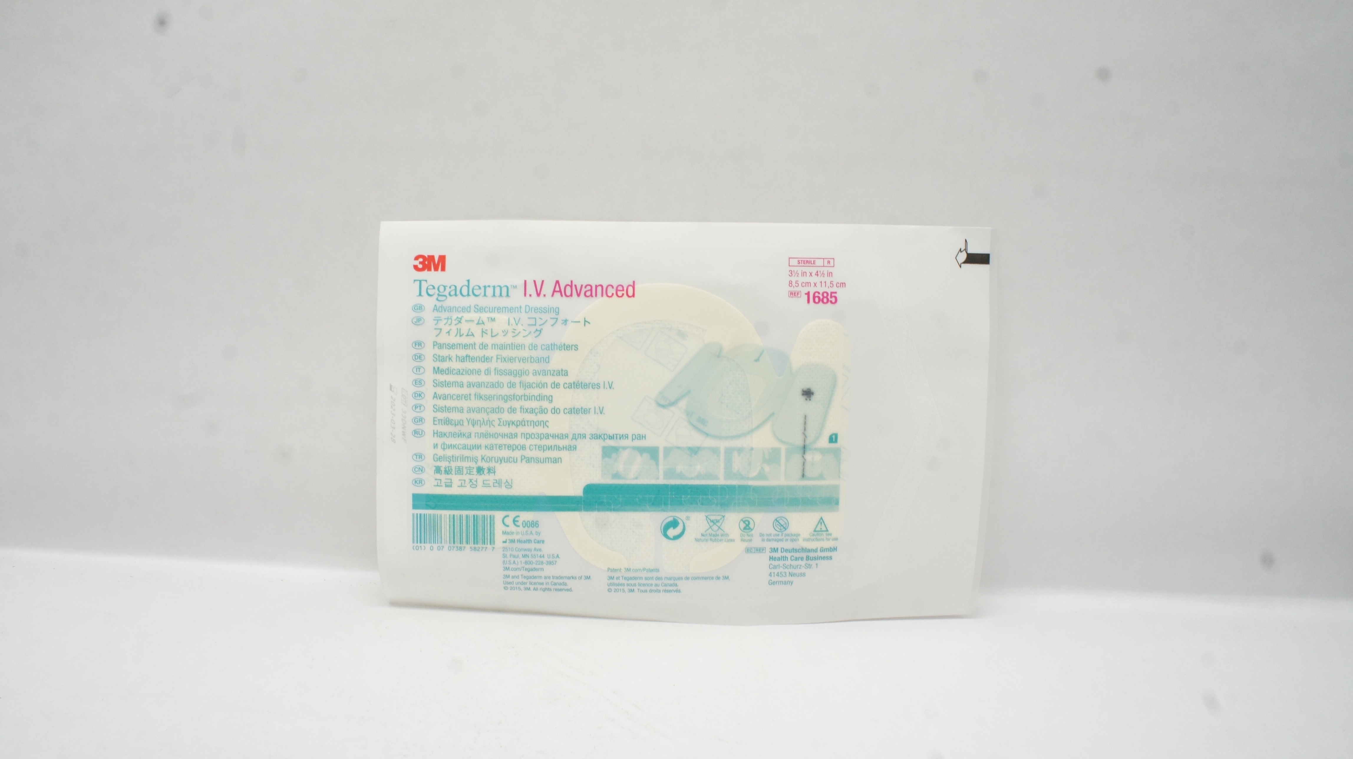 3M 1685 Tegaderm I.V. Advanced Securement Dressing 3-1/2 inch x 4-1/2 inch (x)