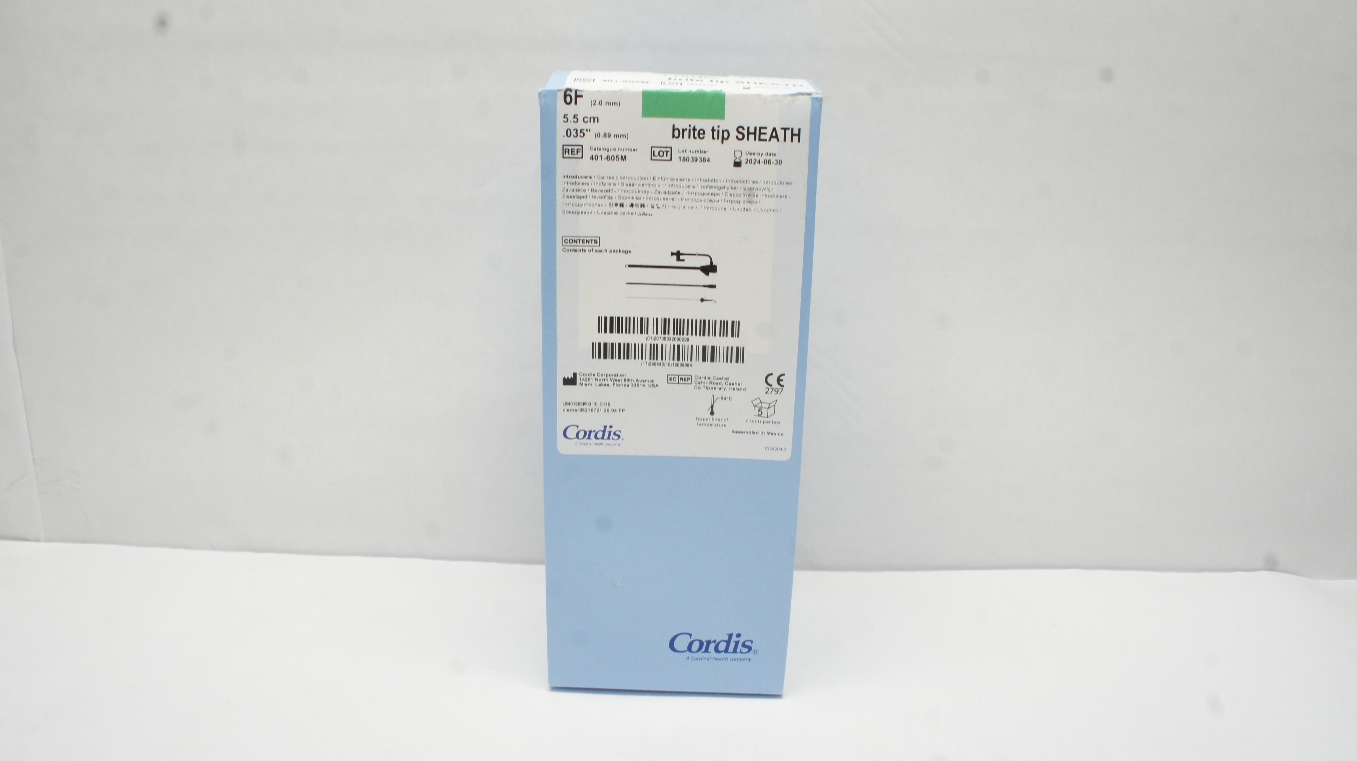 Cordis 401-605M Brite Tip Sheath Introducer w/Mini-Wire 6F x 5.5cm - Box of 4