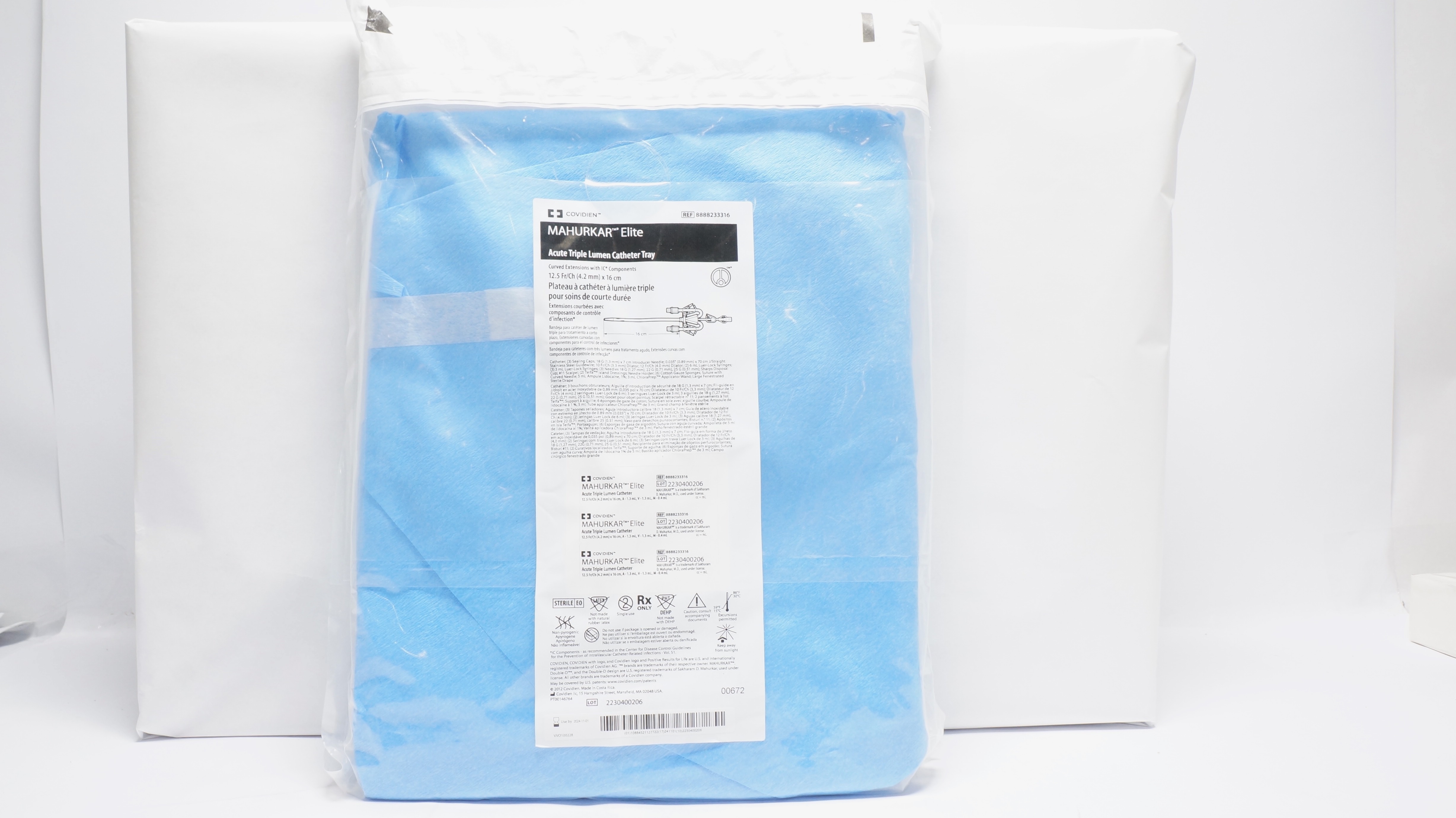 Covidien 8888233316 MAHURKAR Elite 12.5Fr/Ch Triple Lumen Dialysis Cath.16cm (x)