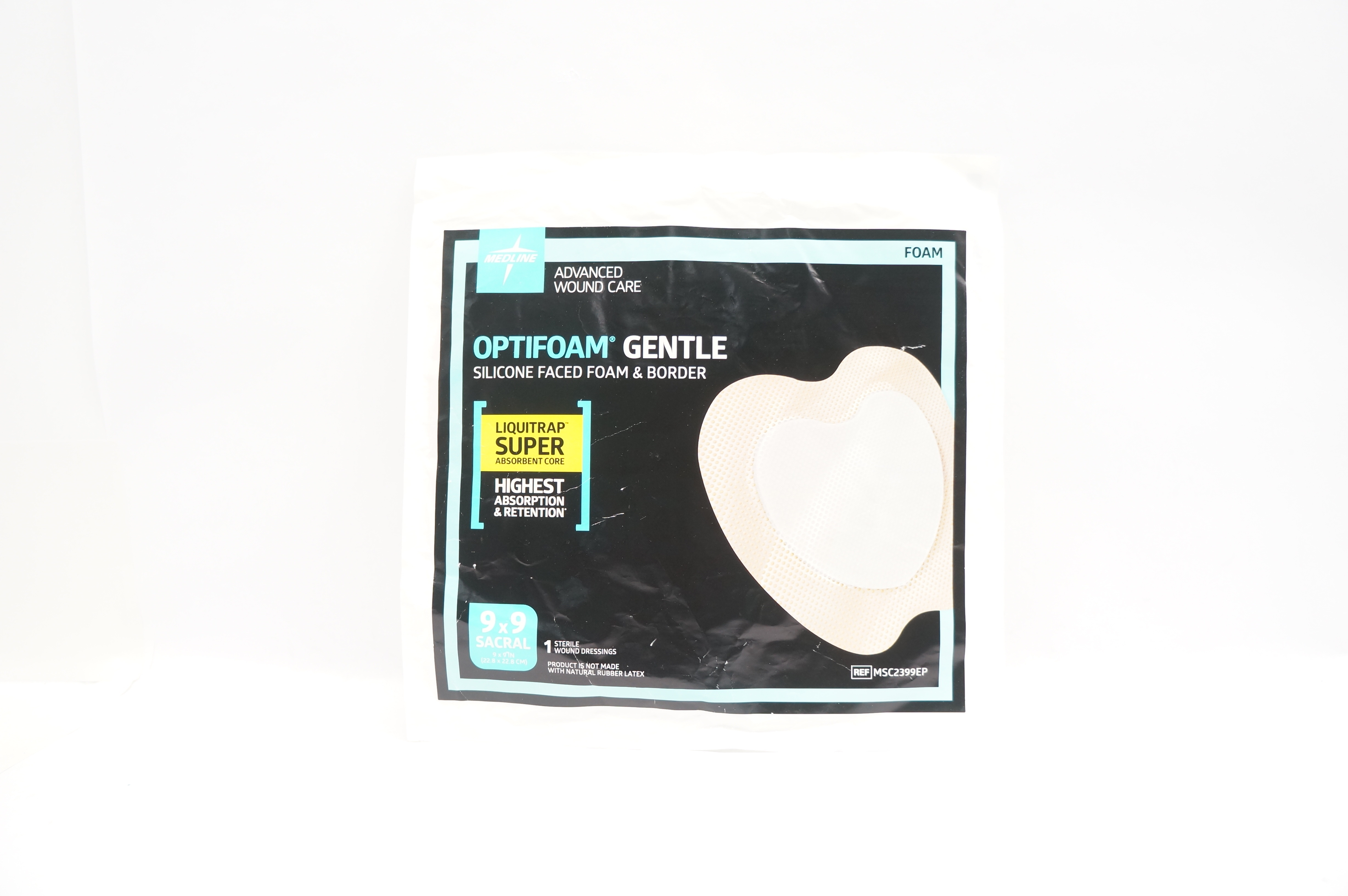 Medline MSC2399EP Optifoam Gentle LQ Silicone Faced Foam&Border 9x9 inch