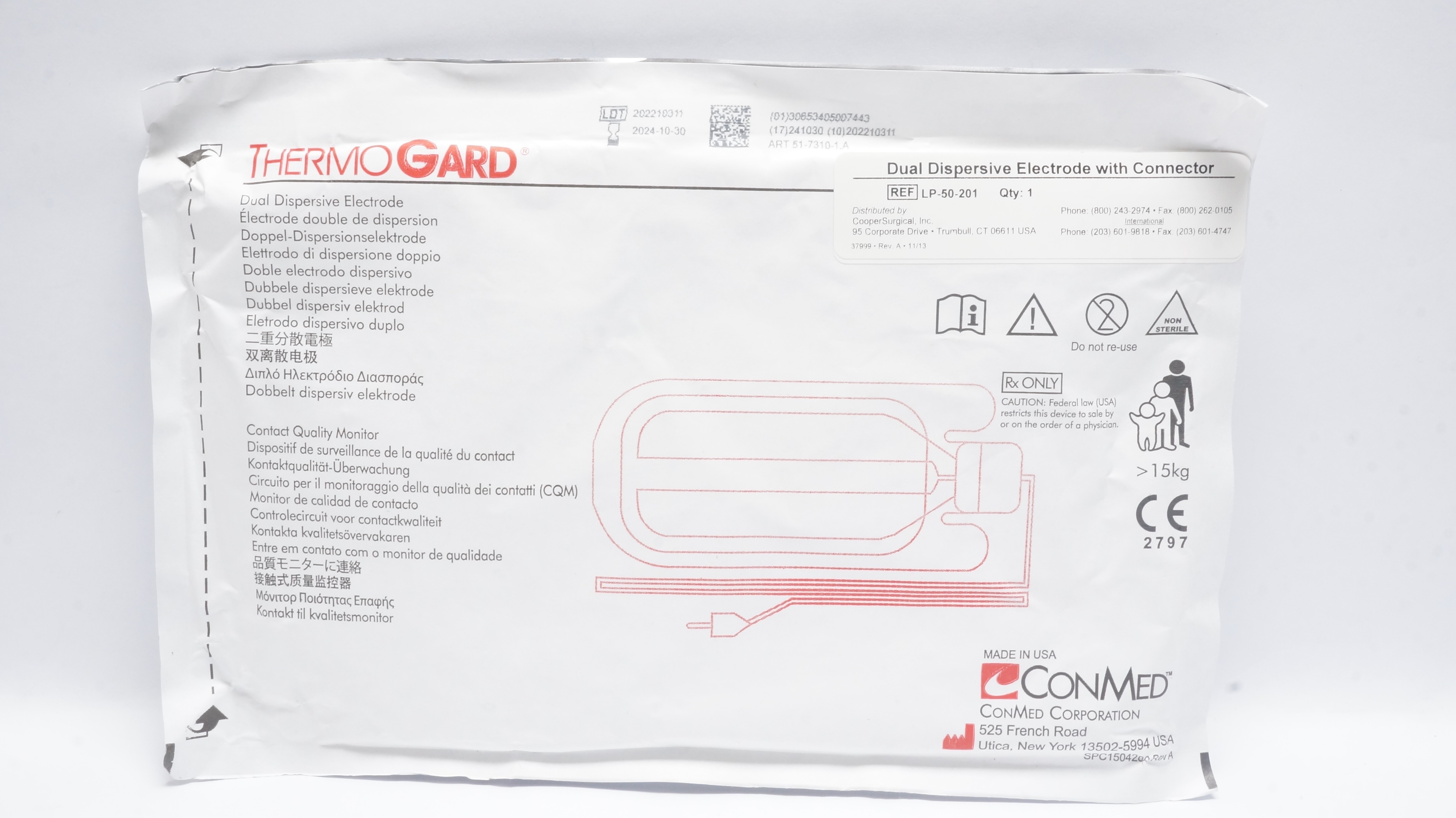 Conmed LP-50-201 ThermoGard Dual Dispersive Electrode