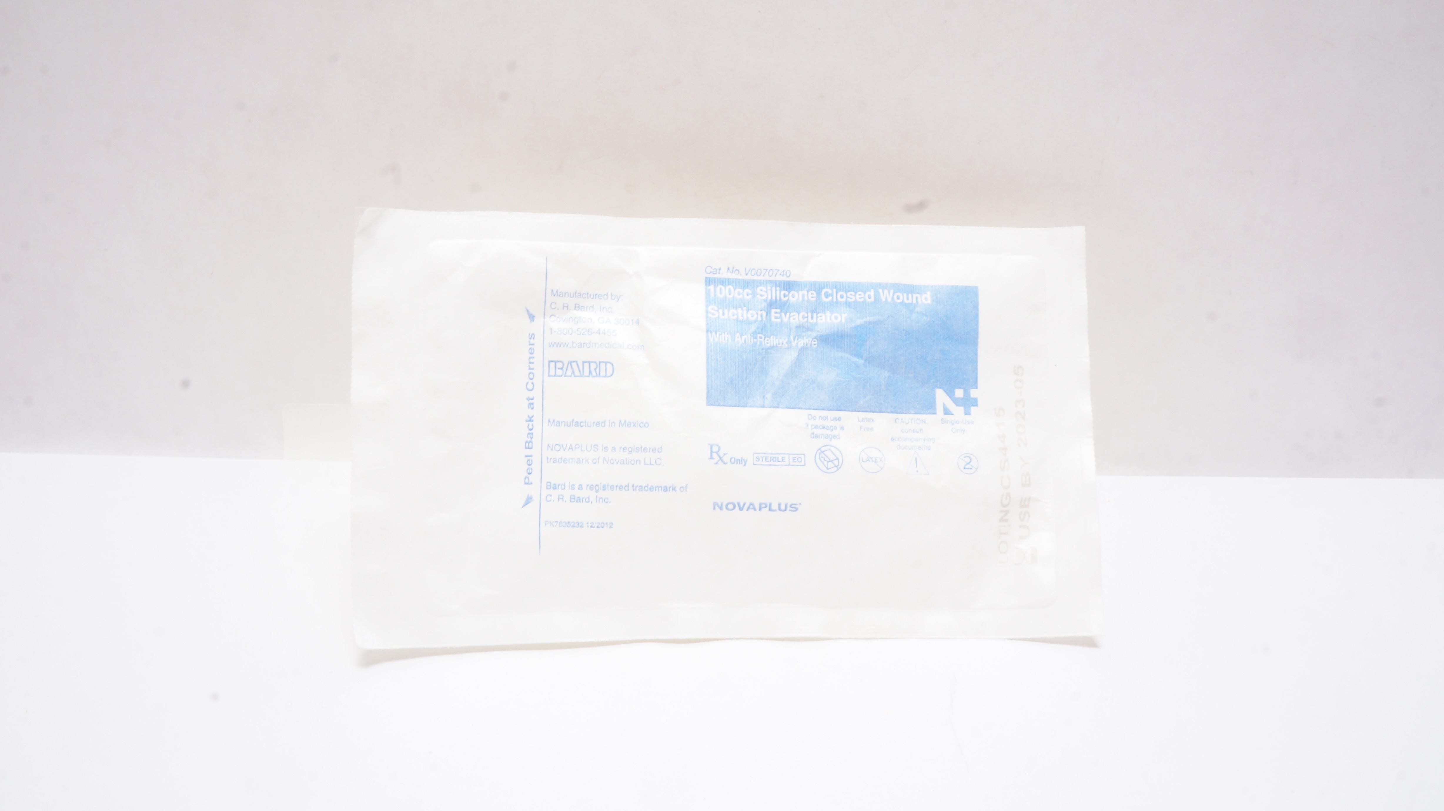 Bard V0070740 Novaplus 100cc Silicone Closed Wound Suction Evacuator (x)