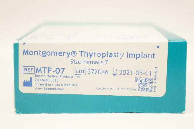 Boston Medical Products MTF-07 Montgomery Thyroplasty Implant, Size Female 7 (x)