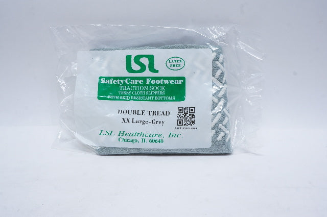 LSL SafetyCare Footwear Traction Sock, Double Tread XX Large-Grey