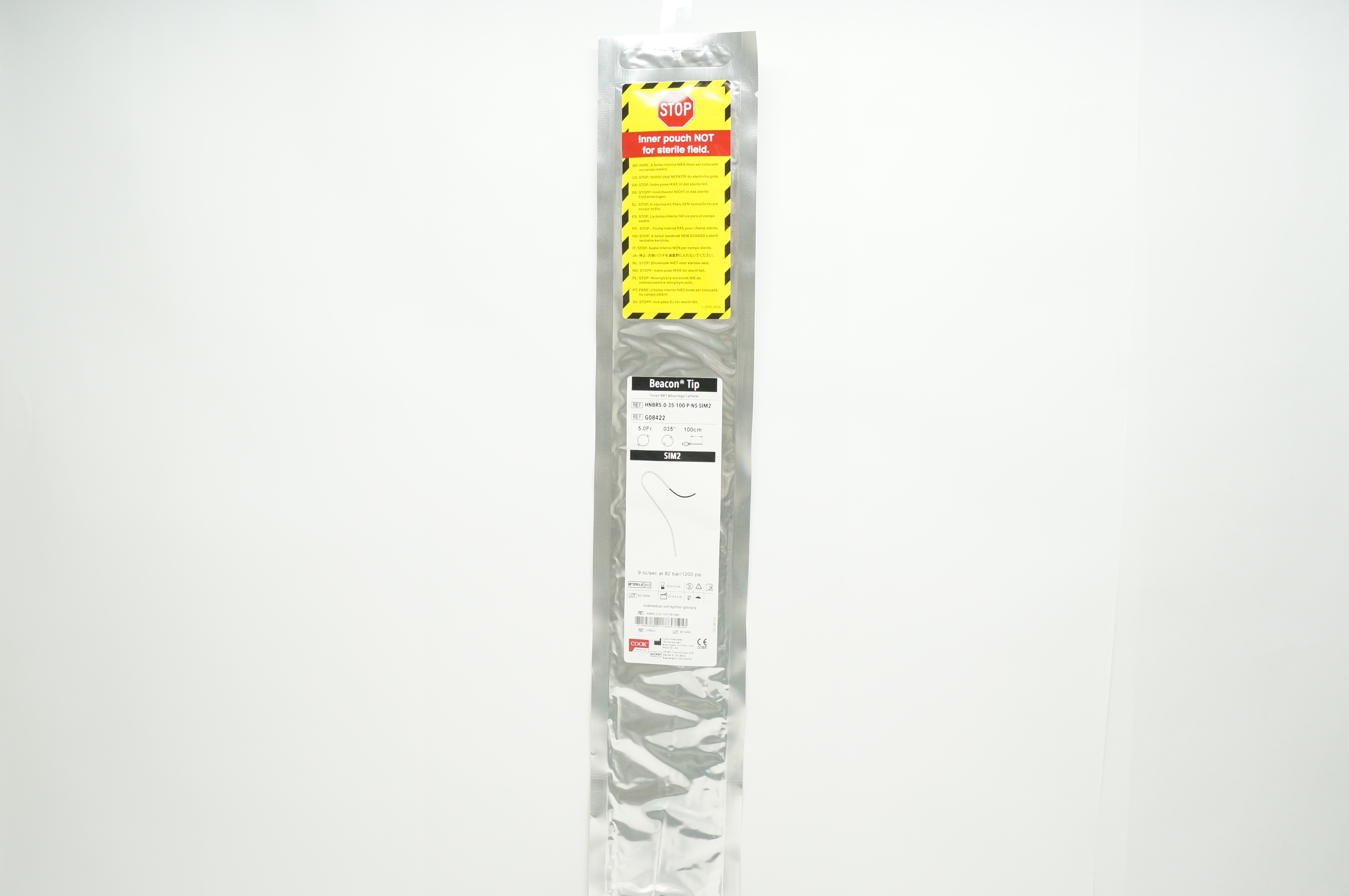Cook Medical G08422 SIM2 Beacon Tip Torcon NB Advantage Cath. 5.0F x 0.035in.(x)