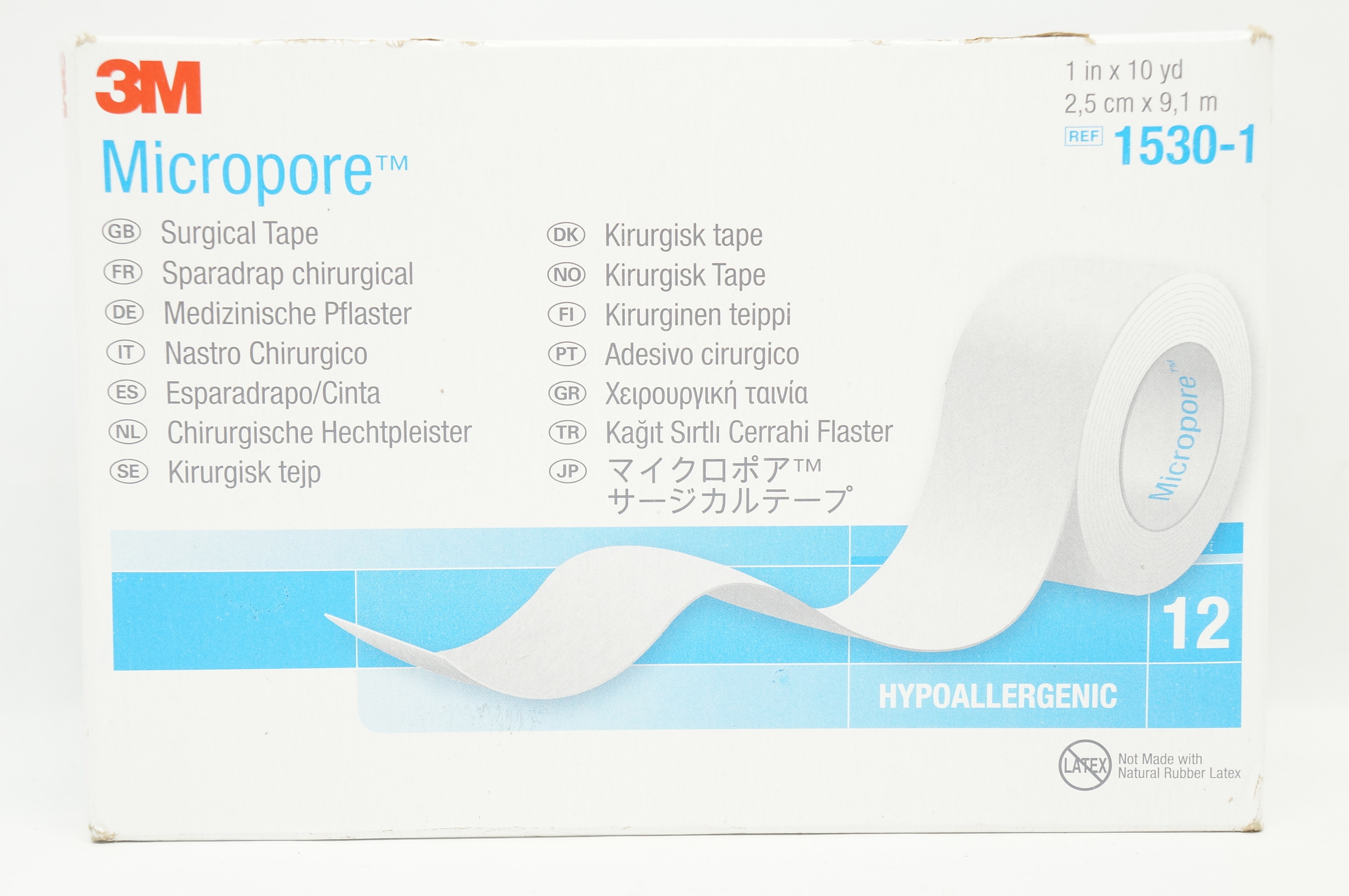 3M 1530-1 Micropore Surgical Tape Hypoallergenic 1inch x 10yd - Box of 12