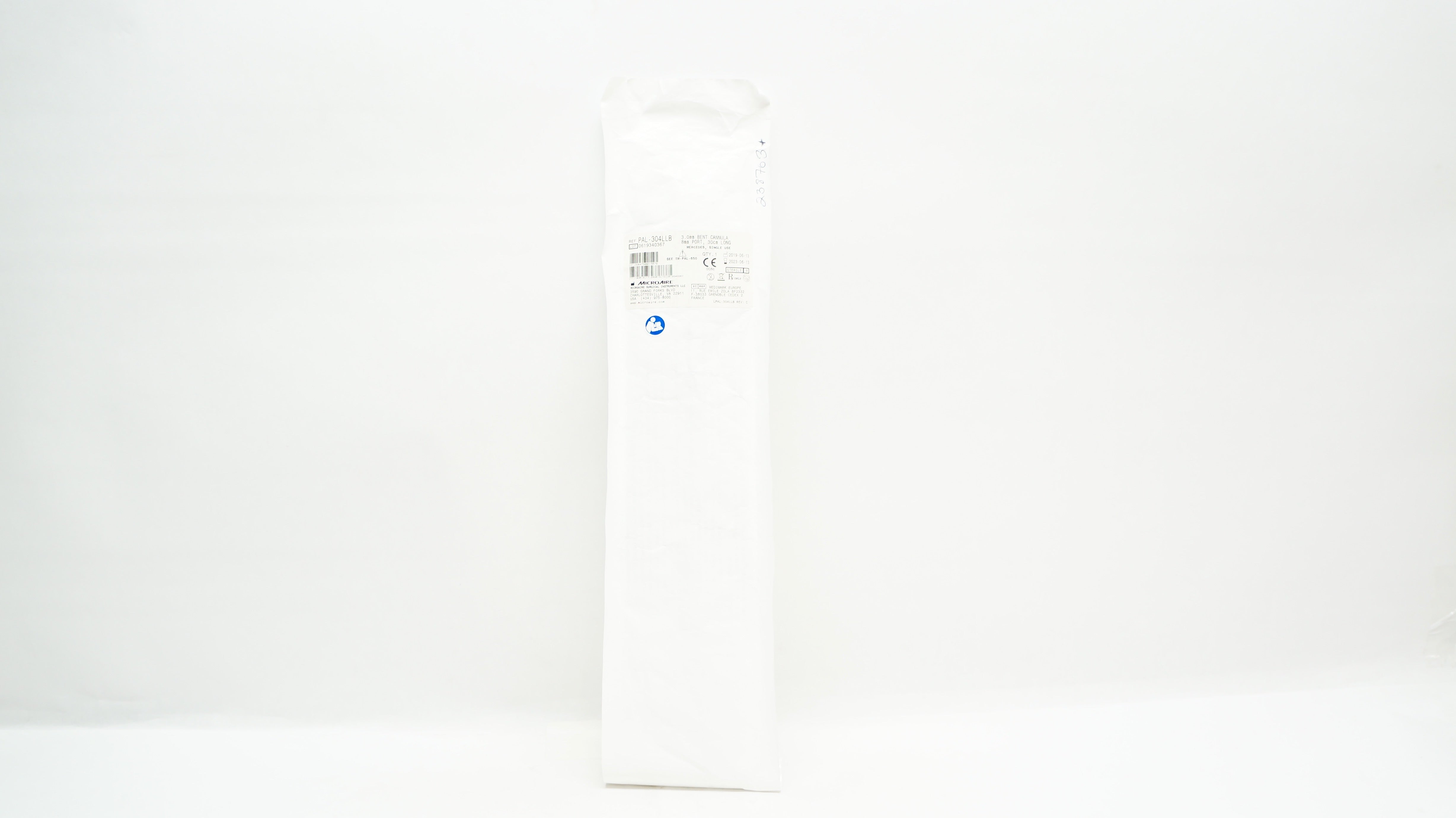 Microaire PAL-304LLB 3.0mm Bent Cannula 8mm Port 30cm Long, Mercedes