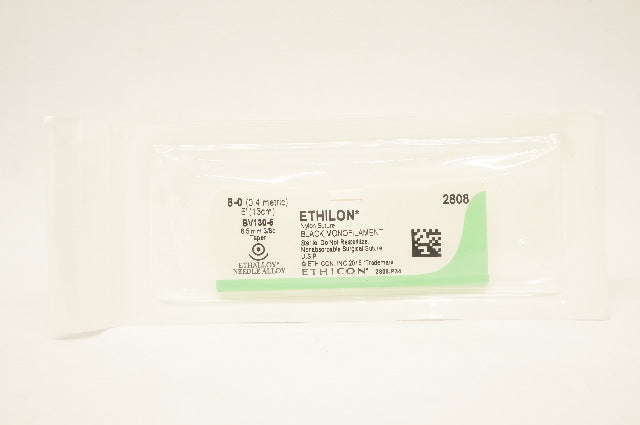 Ethicon 2808 8-0 Ethilon Nylon Stre BV130-5 3/8c 6.5mm Taper, 5inch