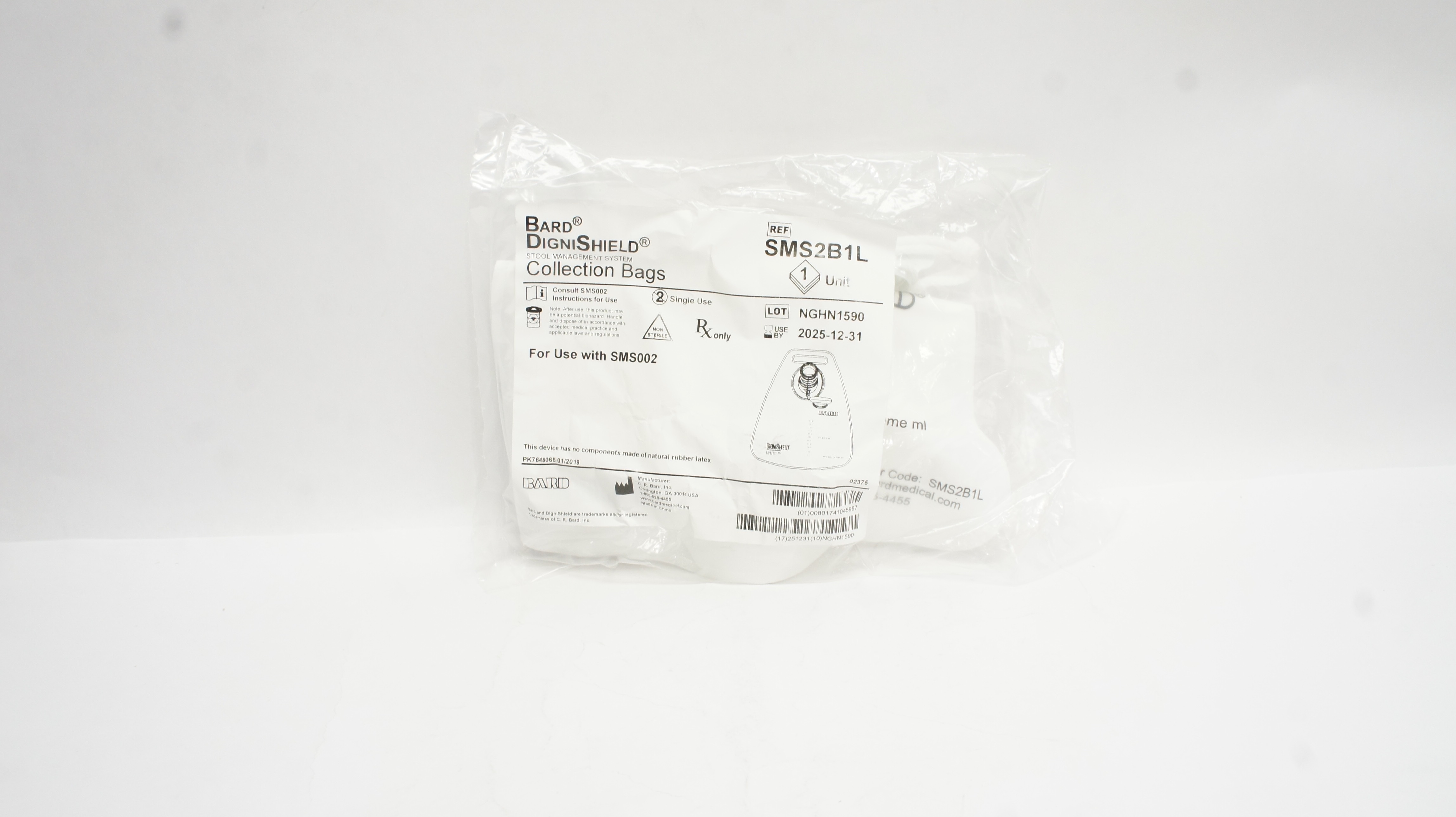 Bard SMS2B1L DigniShield Stool Management System Collection Bags