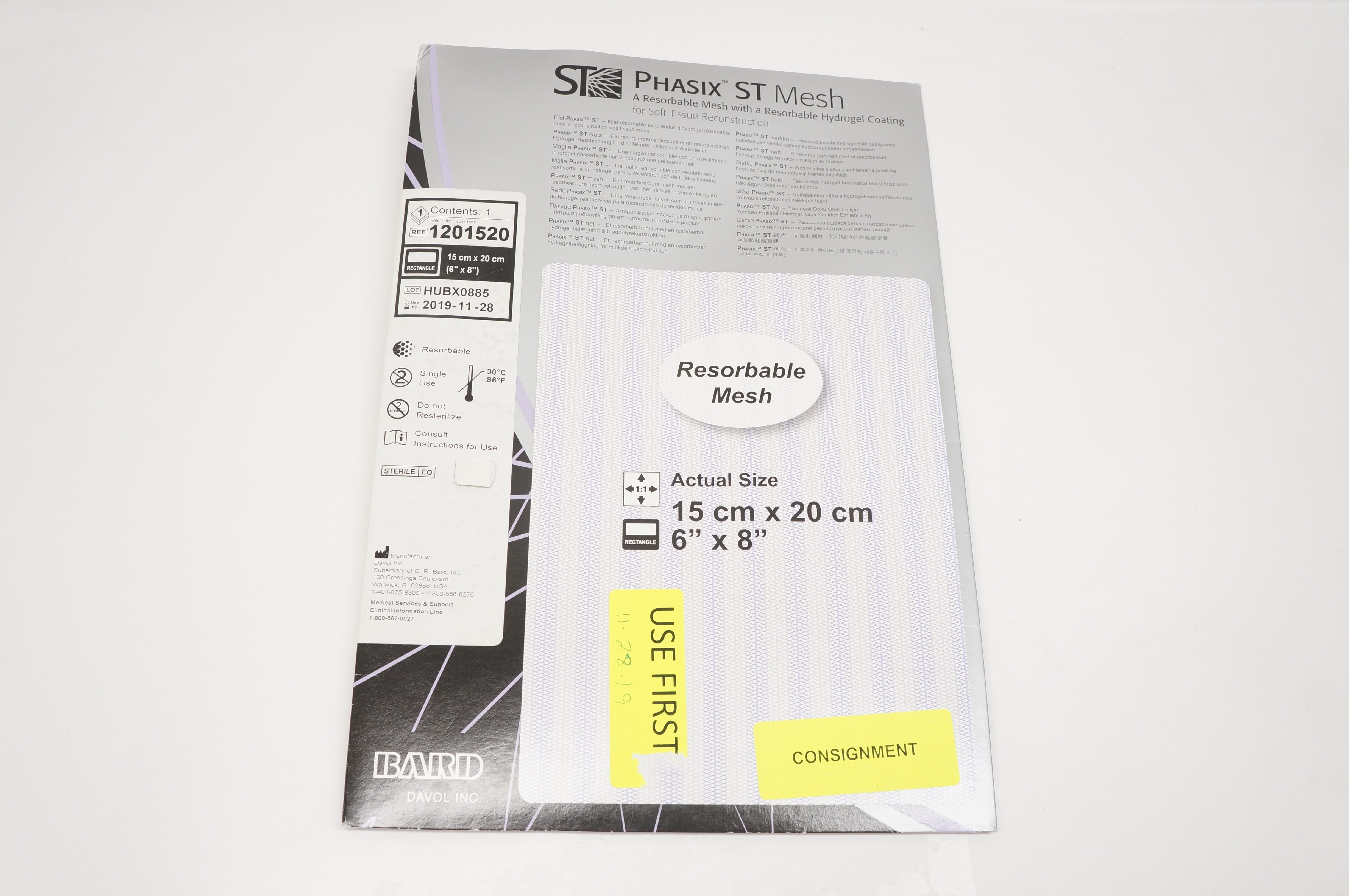 Bard 1201520 Phasix ST Mesh Resorbable 6inch x 8inch (x)