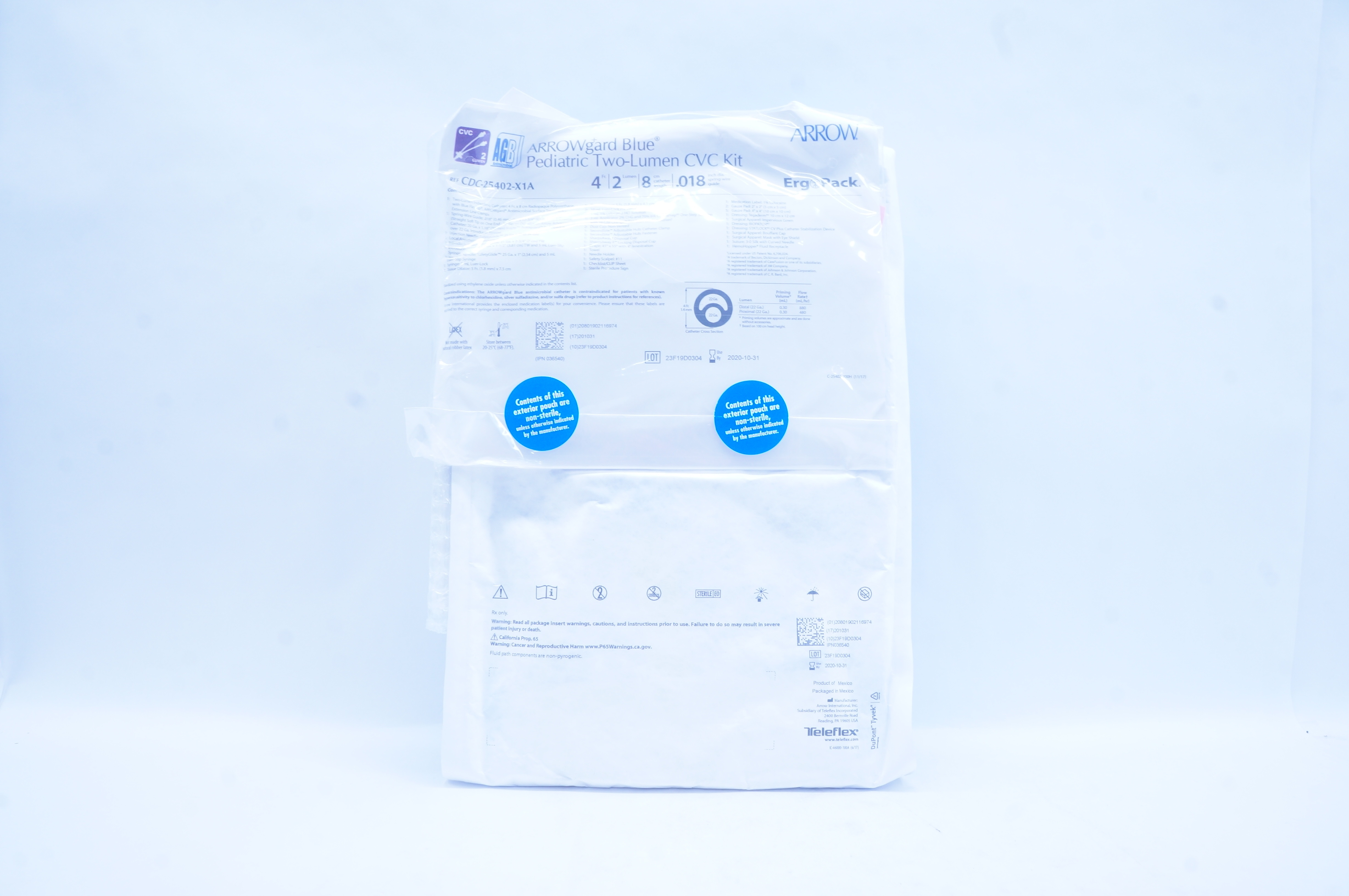 Arrow CDC-25502-X1A ARROWgard Blue Pediatric Two-Lumen CVC Kit 4Fr (x)