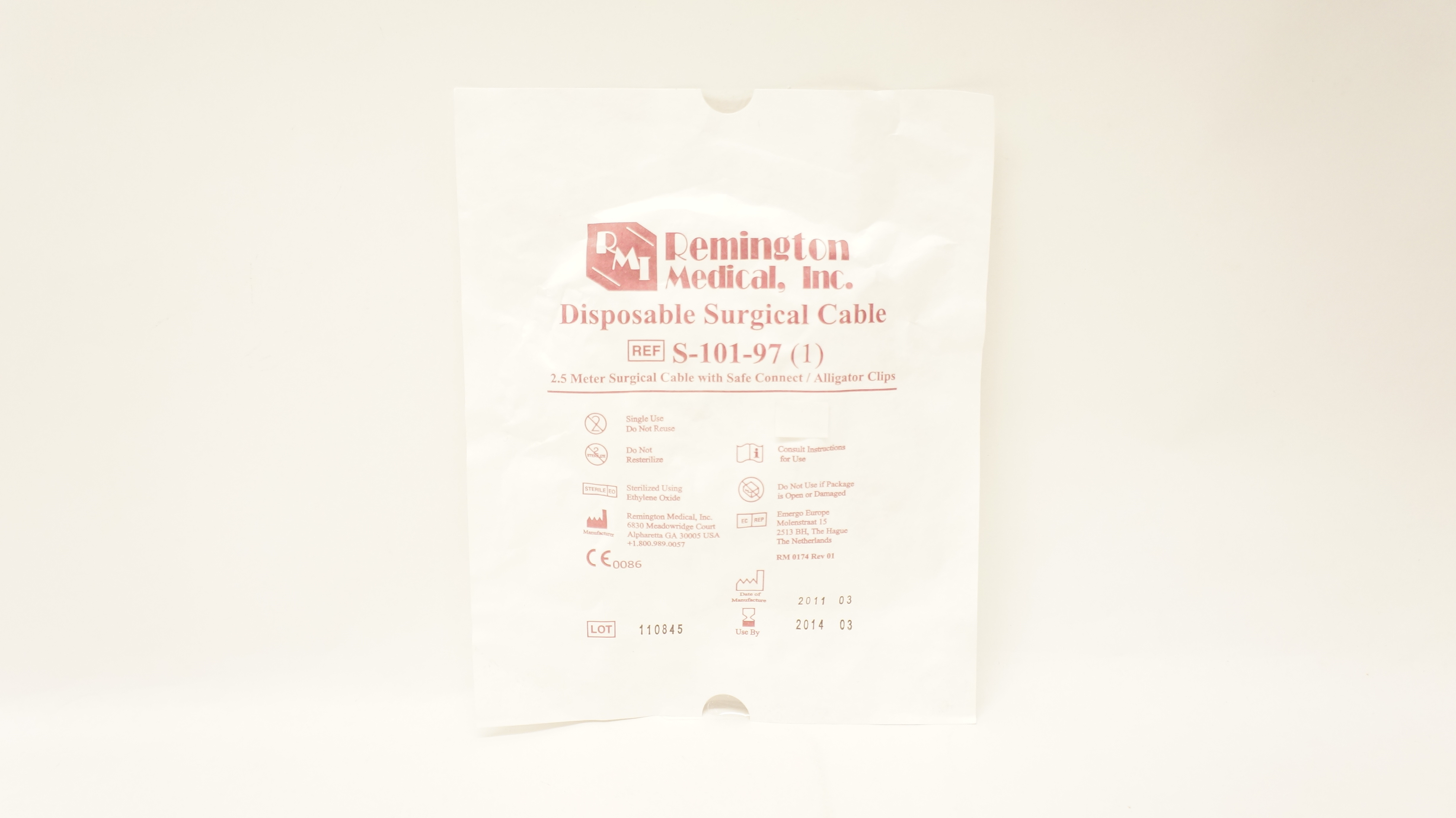 Remington Medical S-101-97 Disposable Surgical Cable 2.5 meter (x)