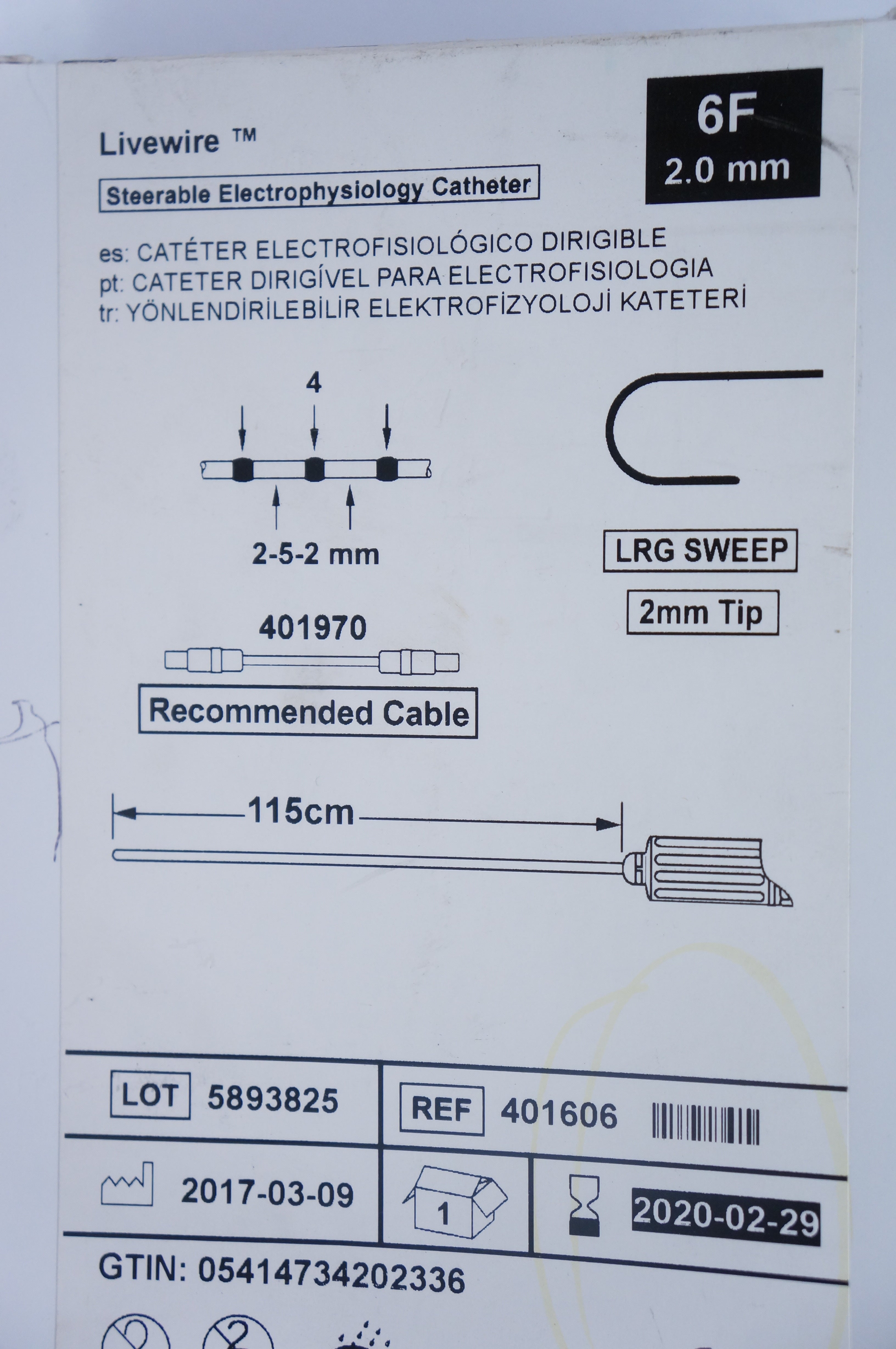 St.Jude Medical 401606 Livewire Steerable Electrophysiology Cath. 6F x 2.0mm(x)
