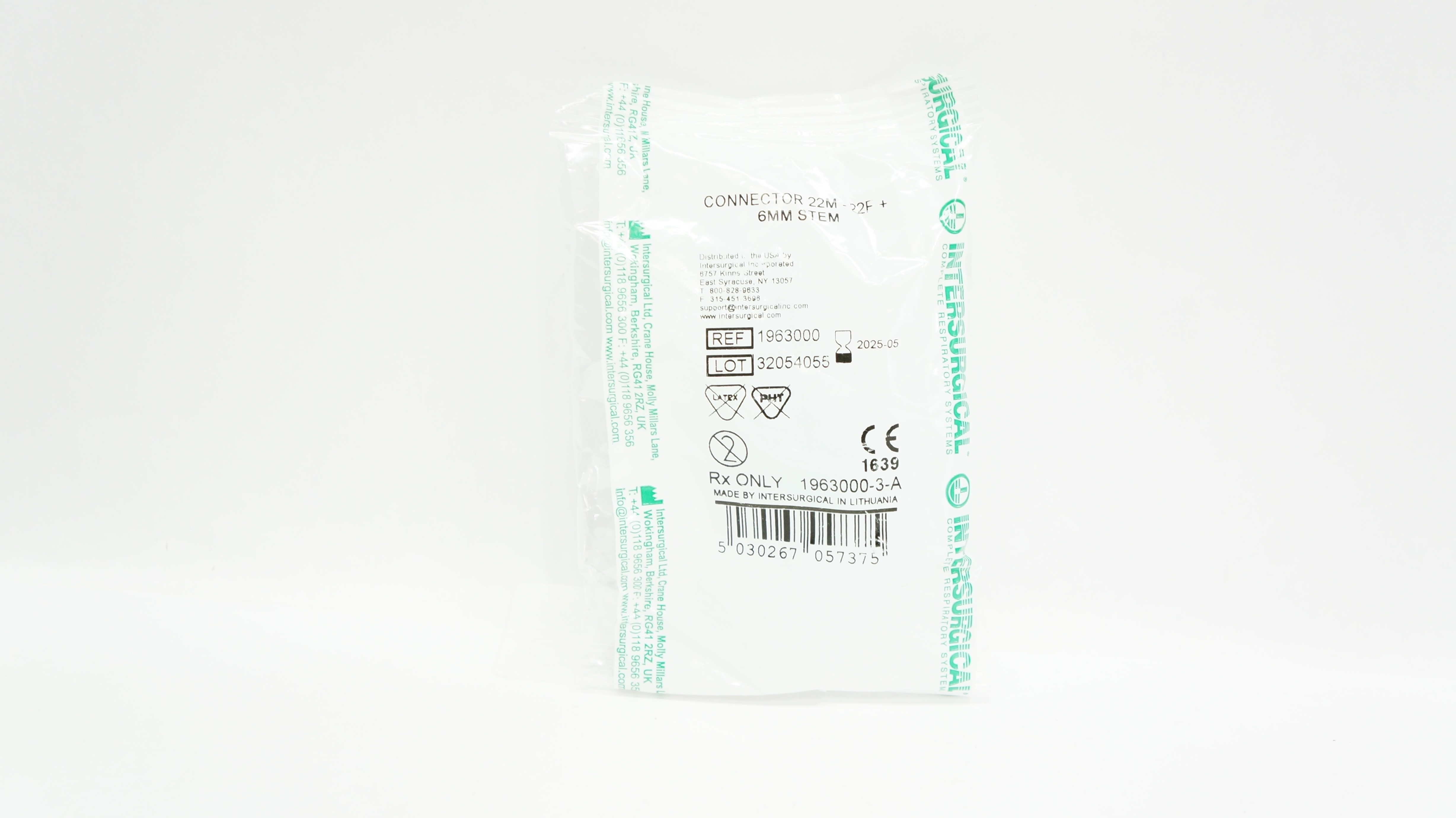 Intersurgical 1963000 connector 22M - 22F + 6mm Stem