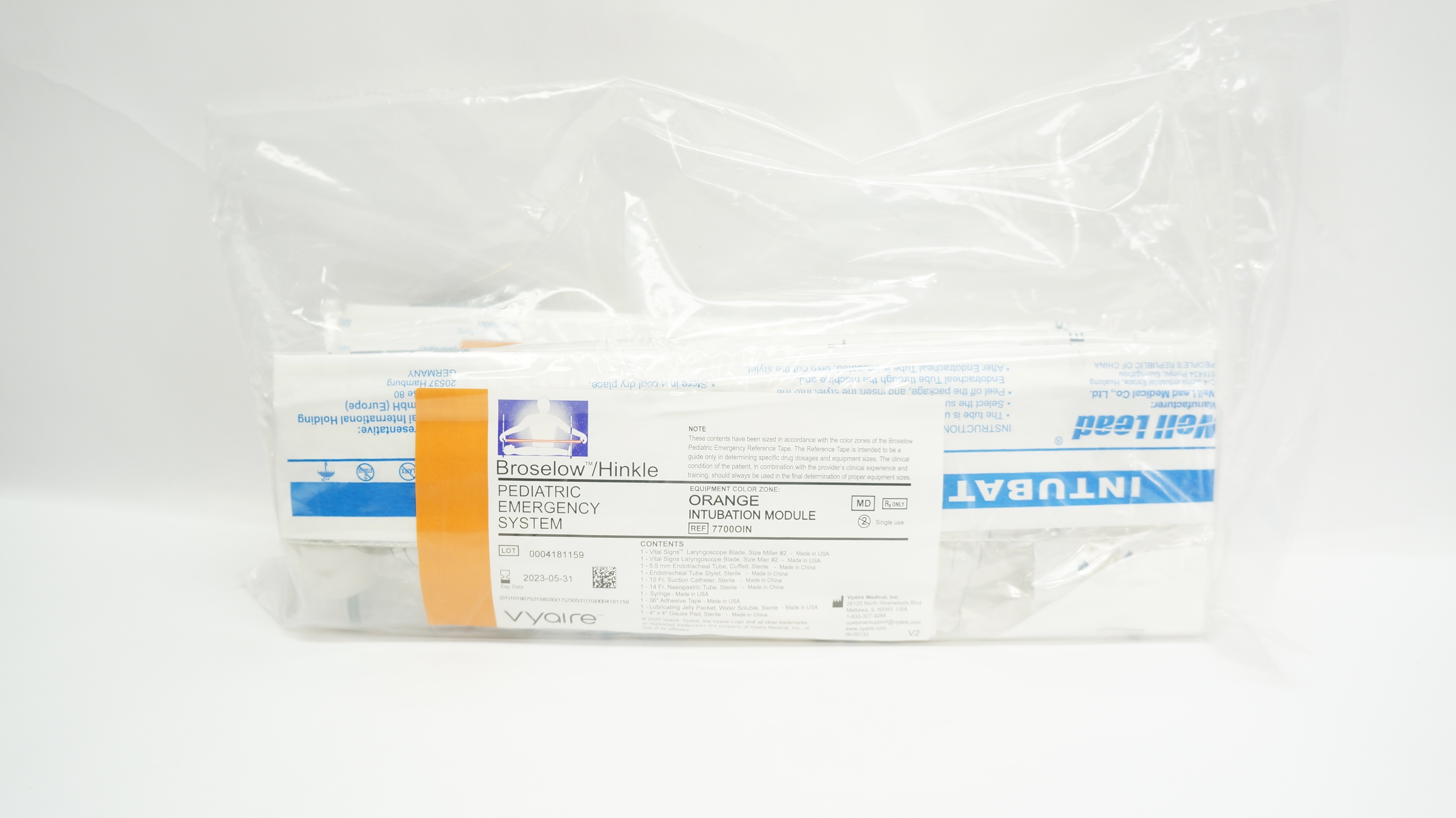Vyaire 7700OIN Broselow/Hinkle Pediatric Intubation Module, Orange (x)