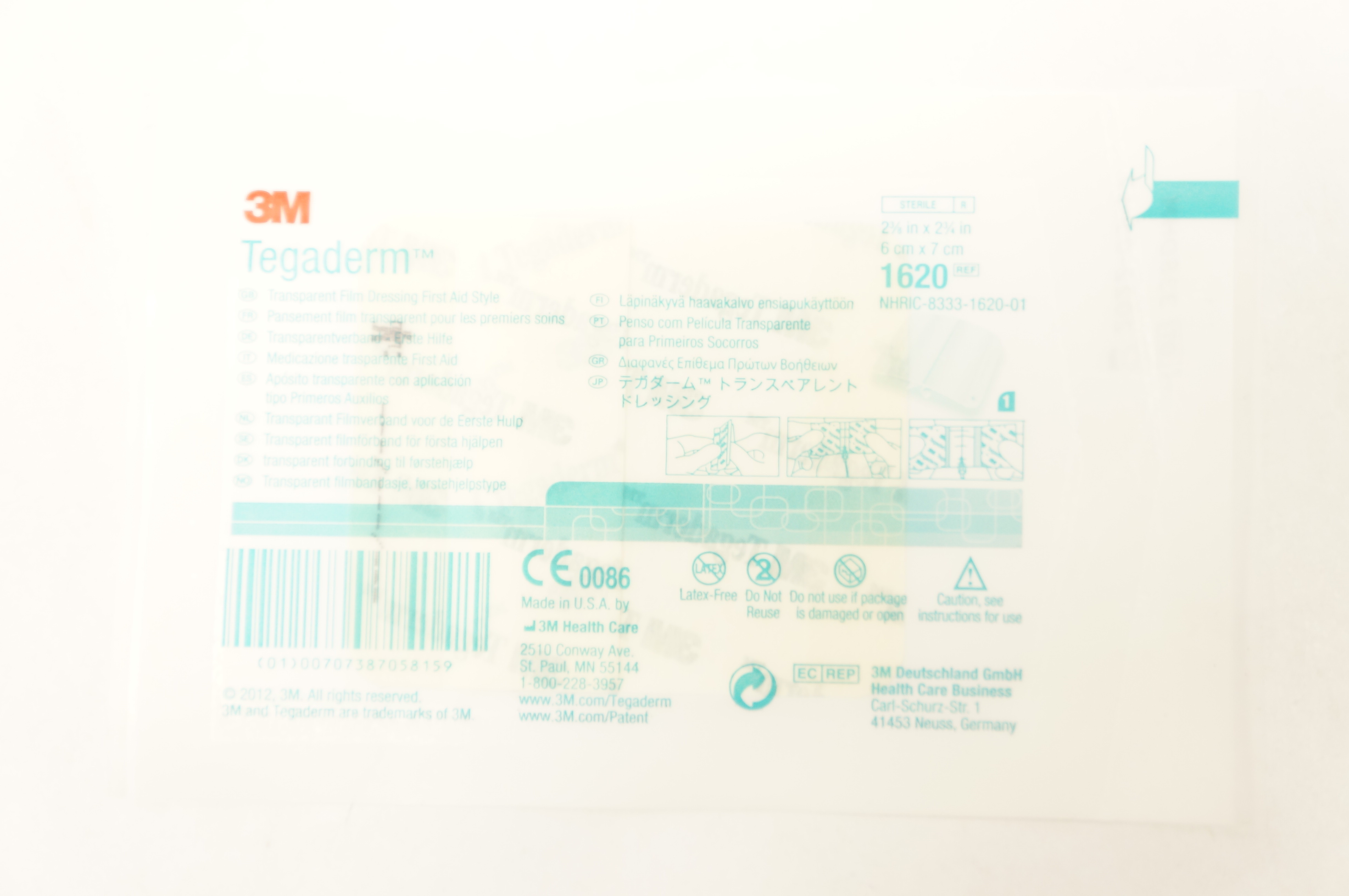 3M 1620 Tegaderm Transparent Film Dressing First Aid Style 2-3/8 x 2-3/4inch (x)
