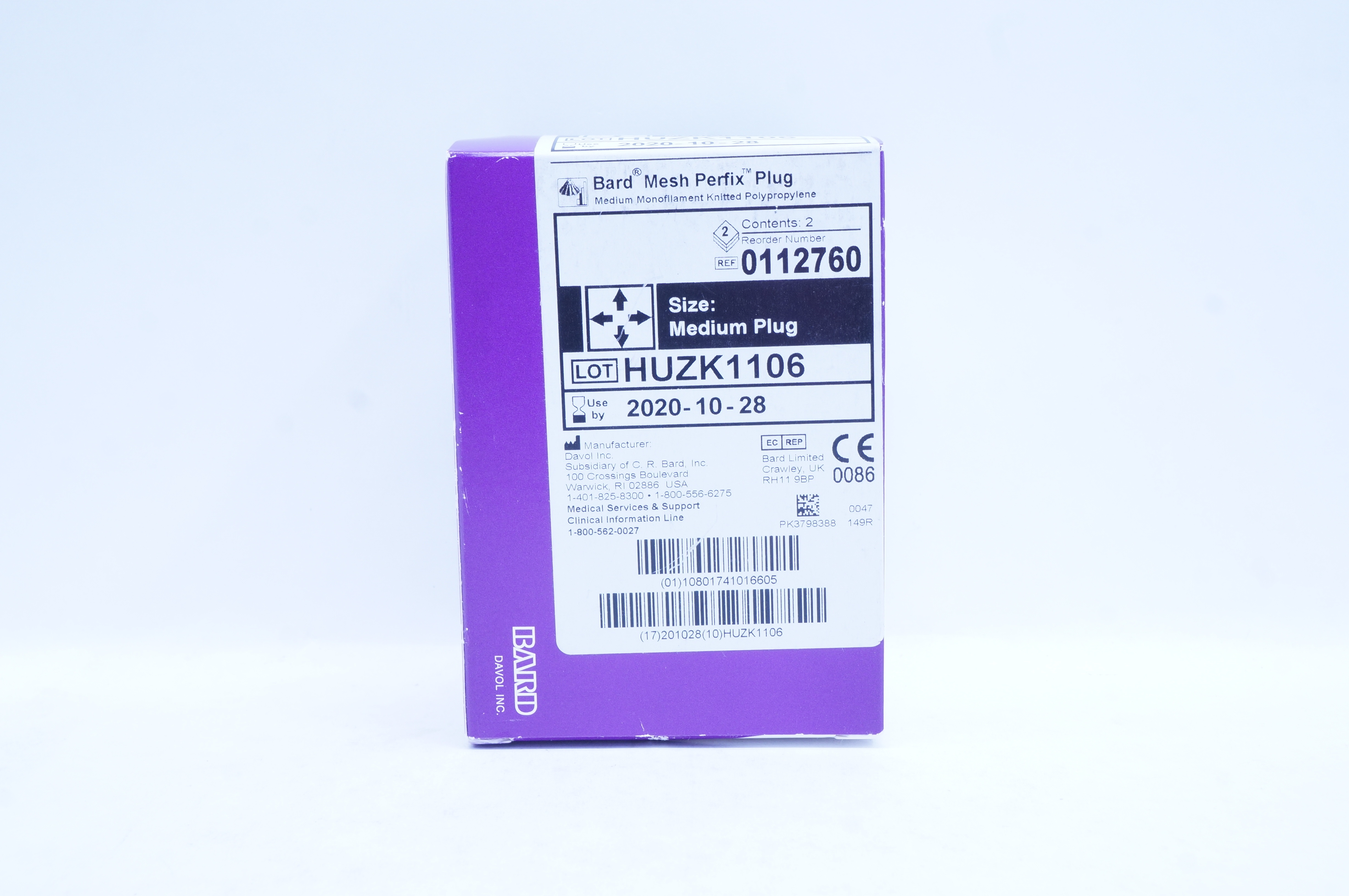 Bard 0112760 Mesh PerFix Plug Monofilament Knitted Polypropylene (x) - Box of 2