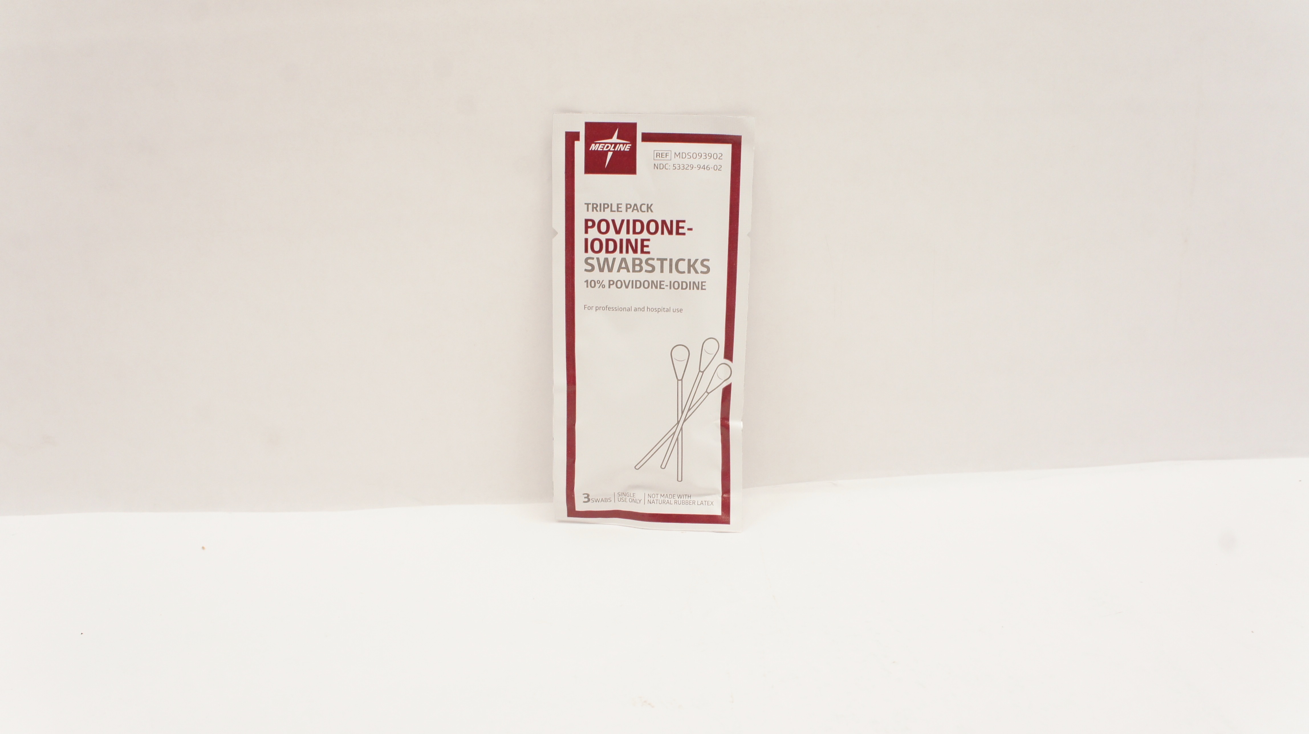 Medline MDS093902 Triple Pack 10% Povidone-Iodine Swabsticks - Pack of 3