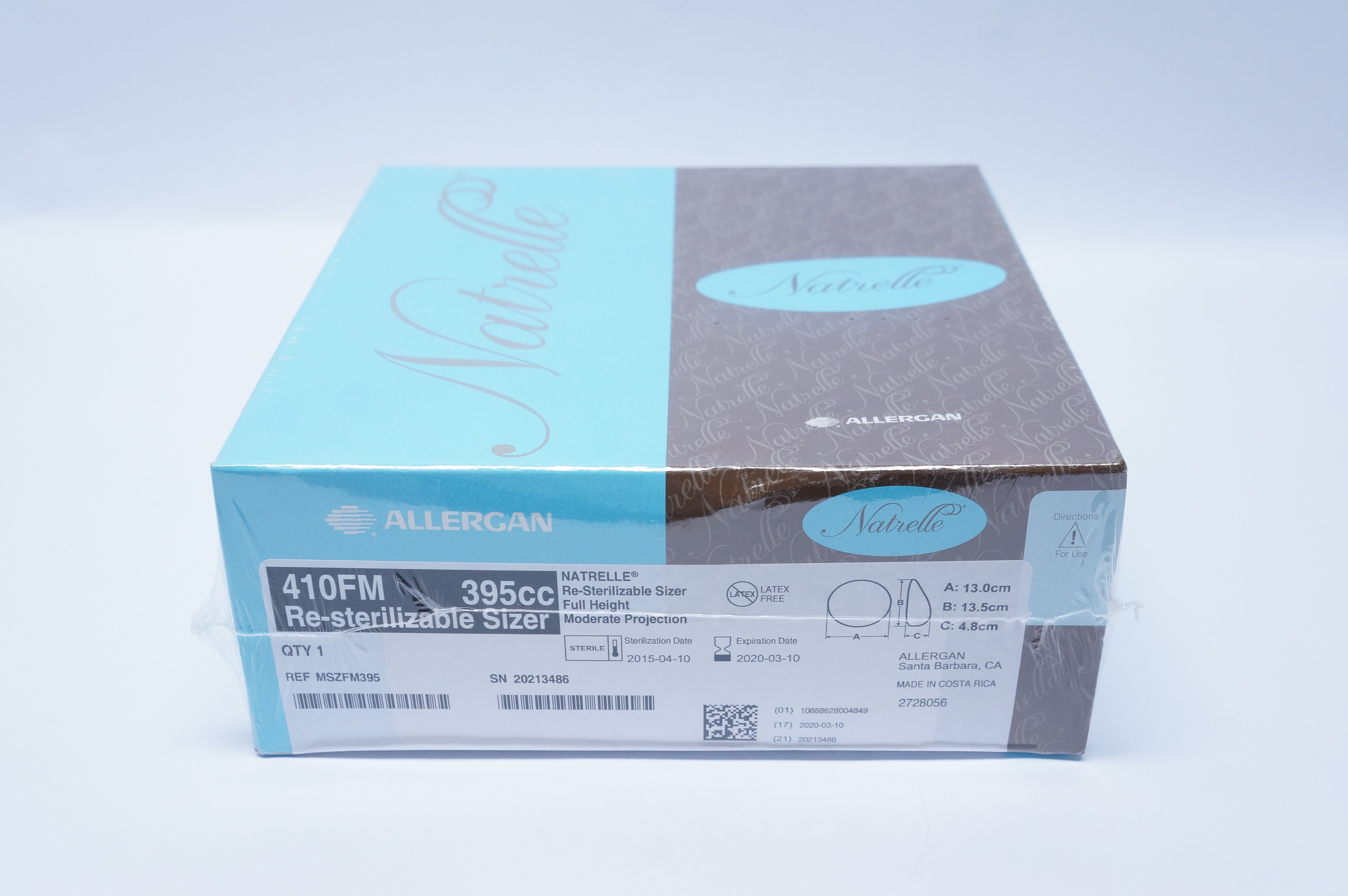 Allergan MSZFM395 410FM NATRELLE Re-Sterilizable Sizer 395cc, 13cm x 13.5cm (x)